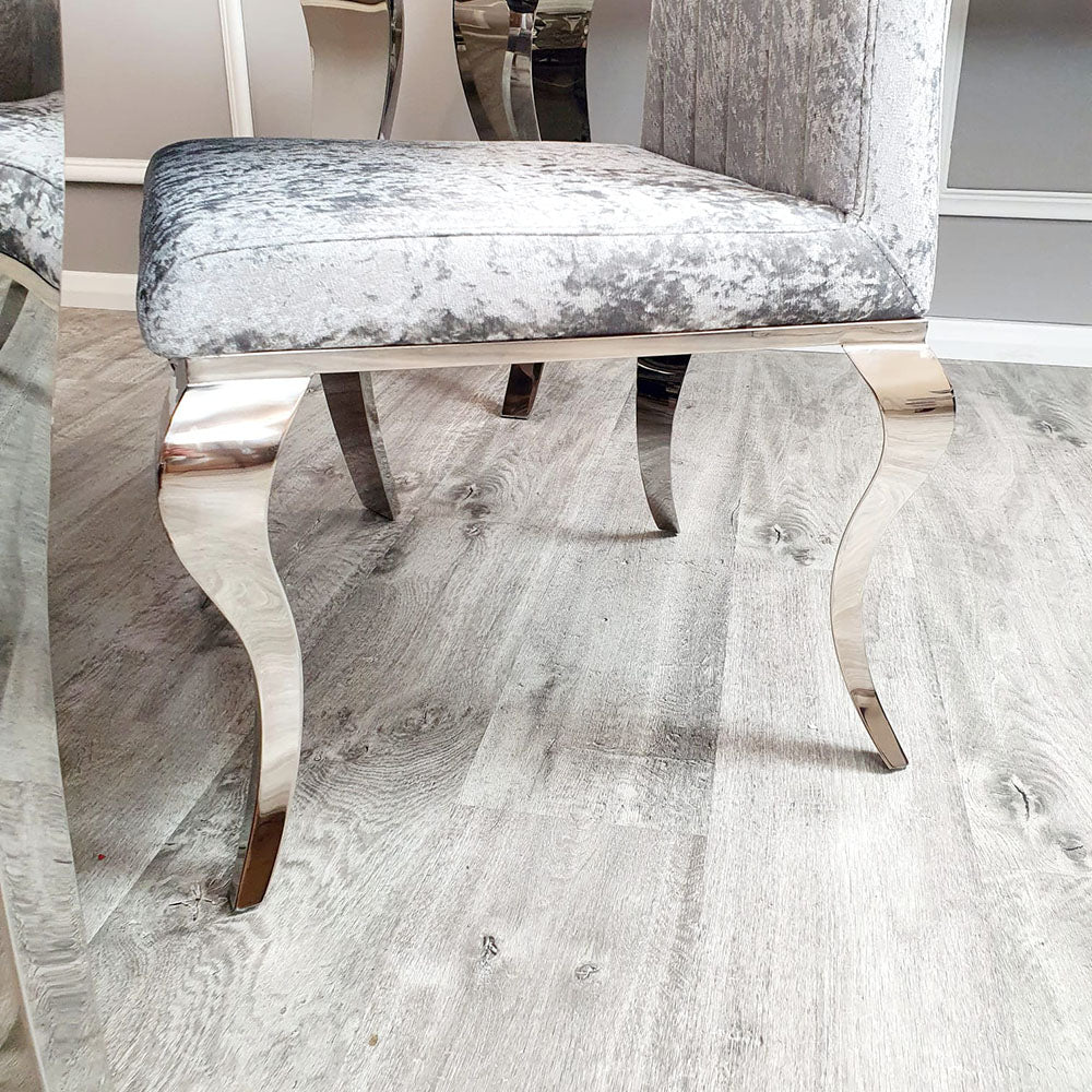 Nicole Leather / Velvet Dining Chair | Line & Cross Stitch - Dark Grey | Crush