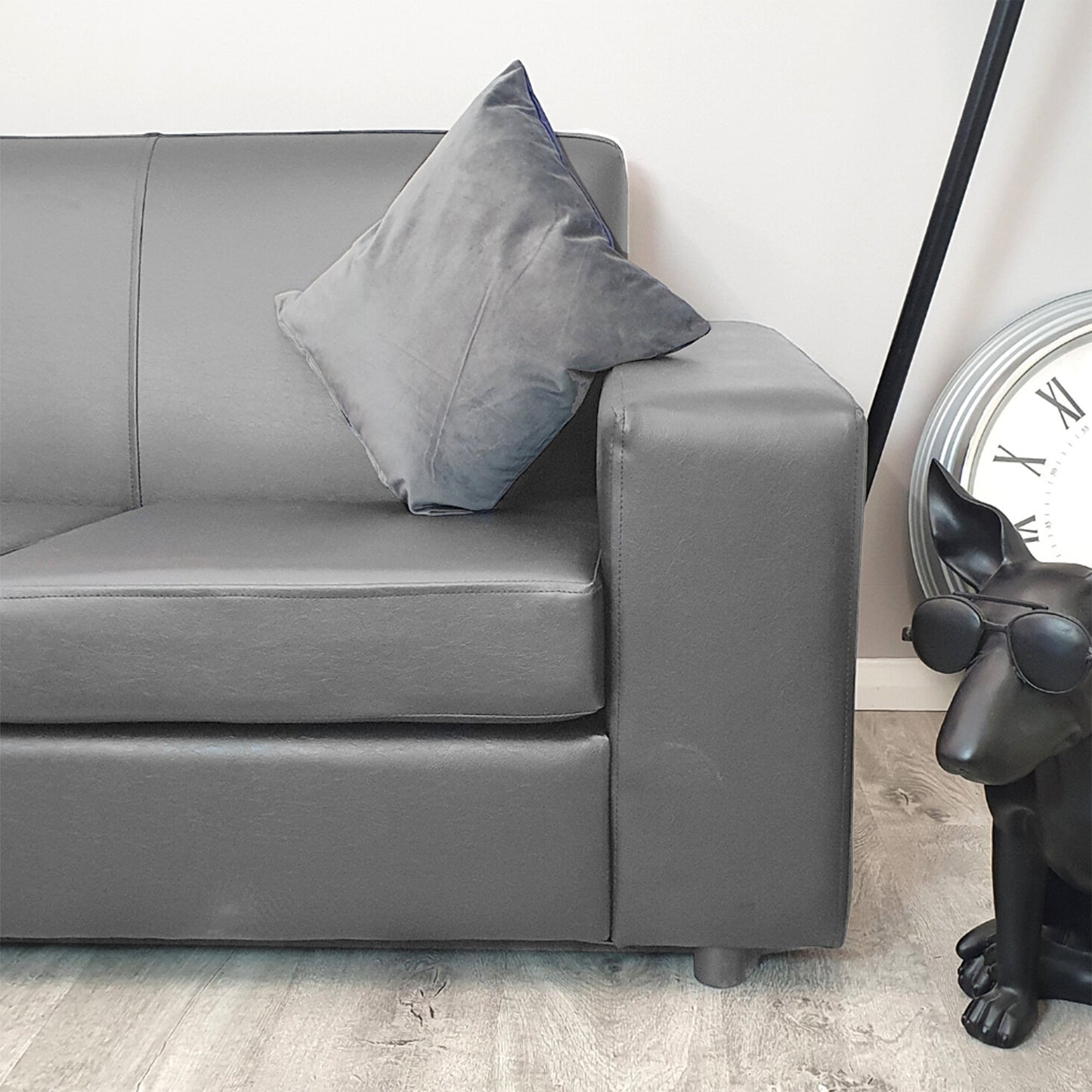 Nevada 3 Seater Faux Leather Contract Sofa - Black