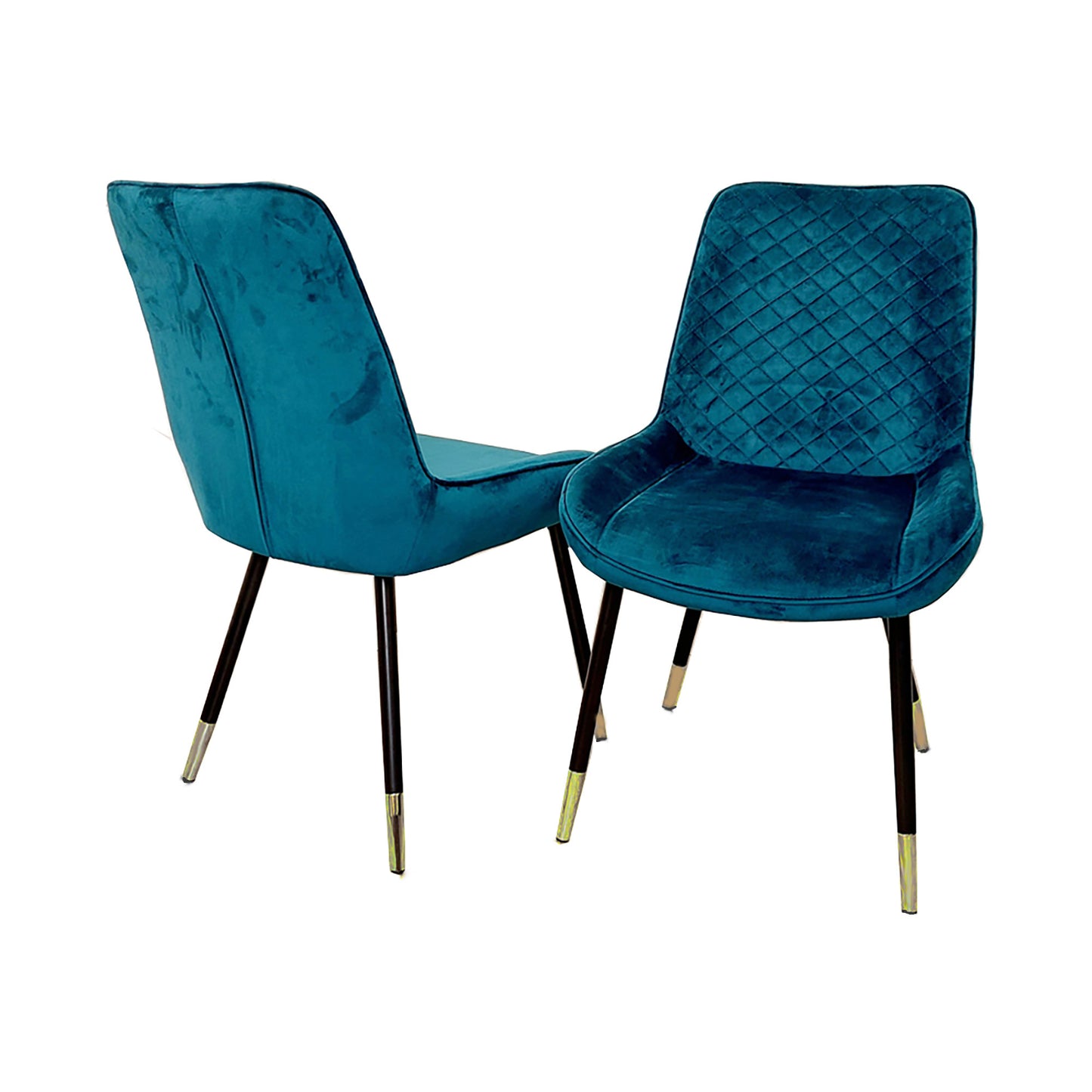 Luna Velvet Dining Chair | Gold Tipped Black Legs - Black | Blue | Cream | Green | Iron | Teal