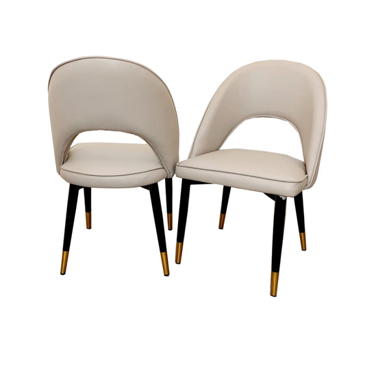 Astra Velvet / Leather Dining Chair | Gold Tipped Black Legs - Beige | Black | Champagne | Rust | Cream