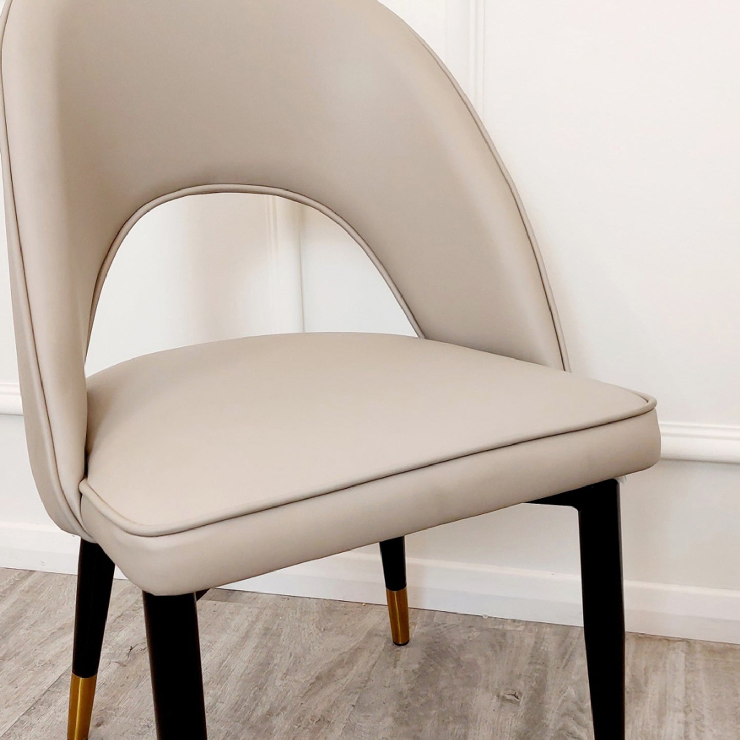 Astra Velvet / Leather Dining Chair | Gold Tipped Black Legs - Beige | Black | Champagne | Rust | Cream