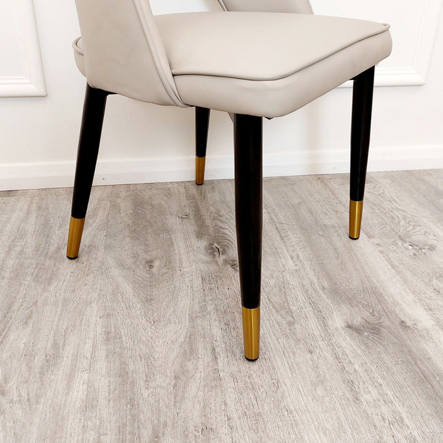 Astra Velvet / Leather Dining Chair | Gold Tipped Black Legs - Beige | Black | Champagne | Rust | Cream