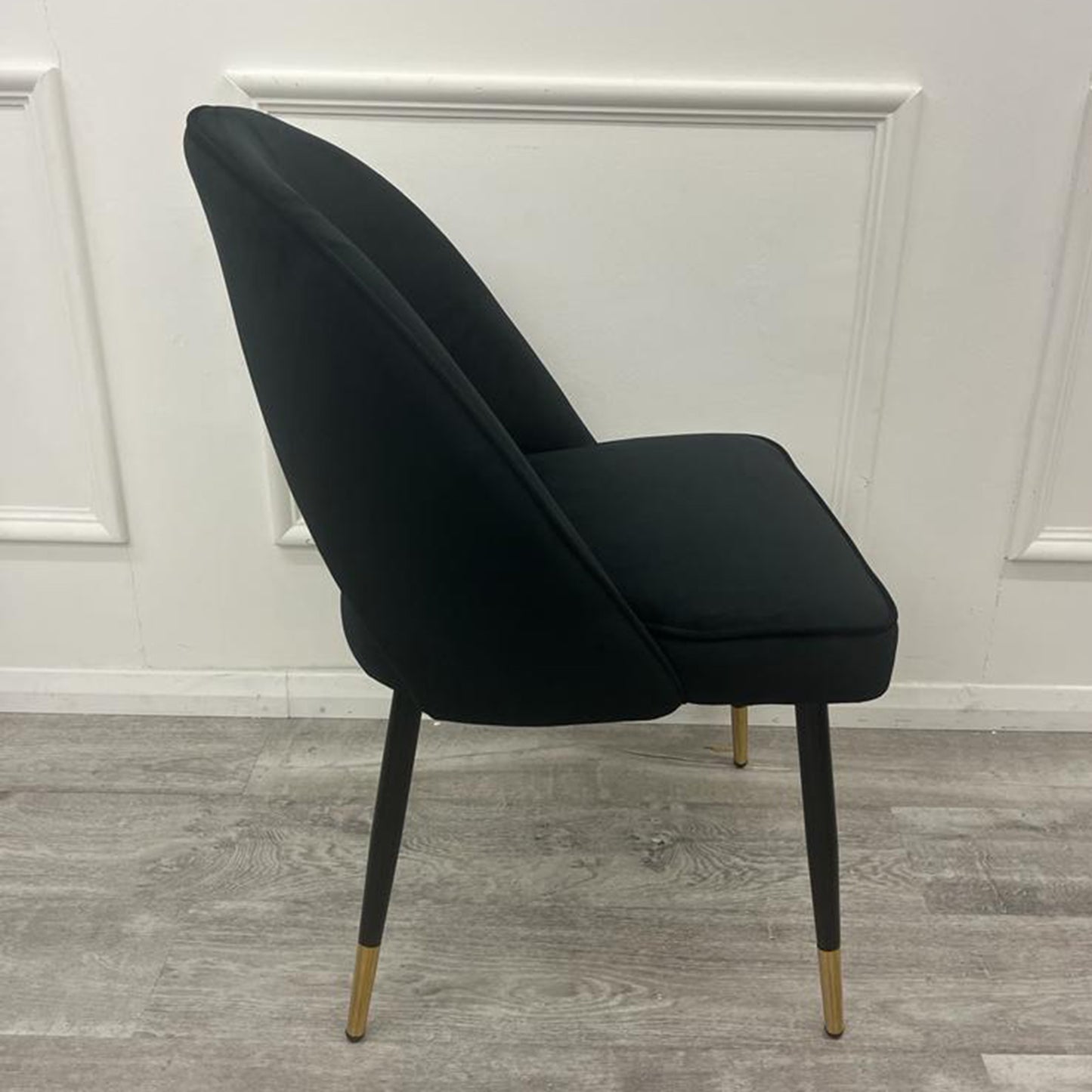 Astra Velvet / Leather Dining Chair | Gold Tipped Black Legs - Beige | Black | Champagne | Rust | Cream