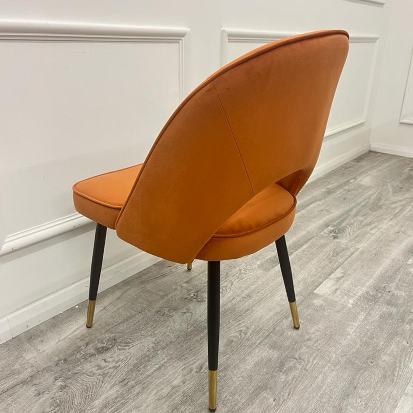Astra Velvet / Leather Dining Chair | Gold Tipped Black Legs - Beige | Black | Champagne | Rust | Cream