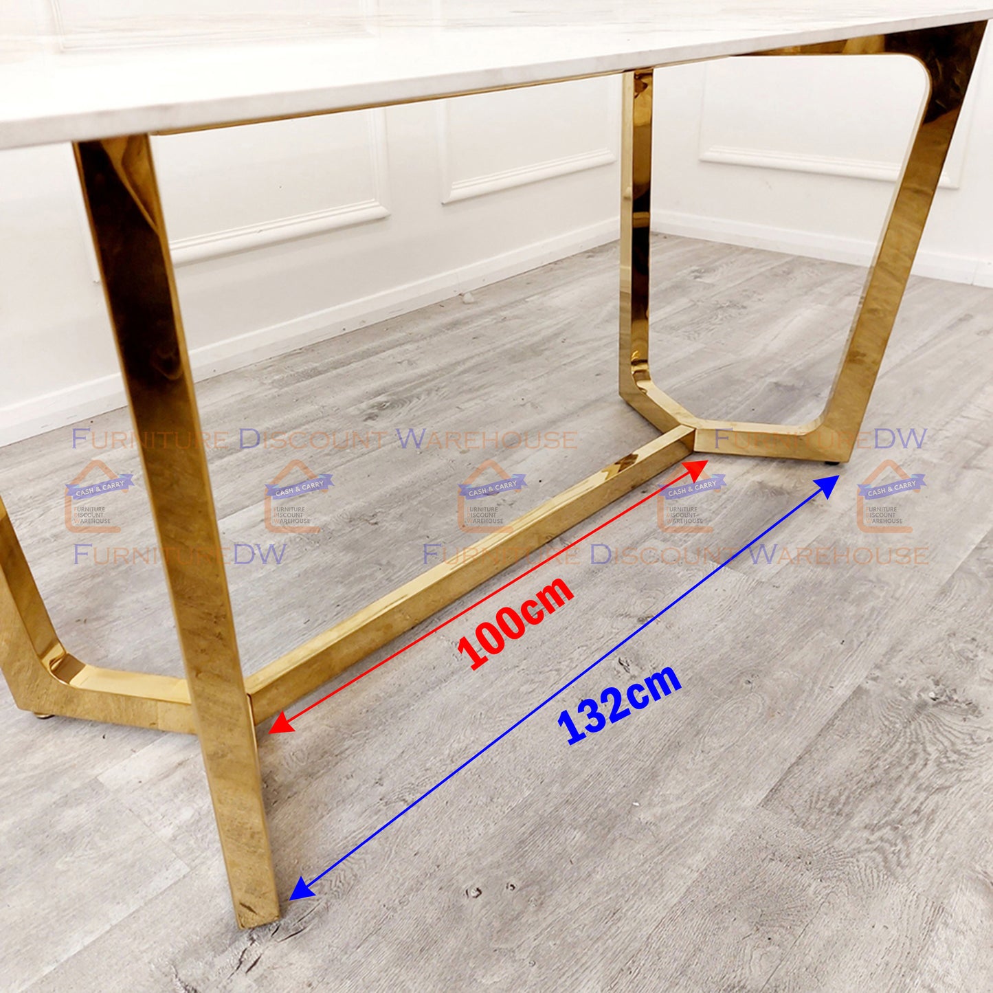 Lucien Gold Dining Table 1.8m - Pandora Gold Sintered Stone Top