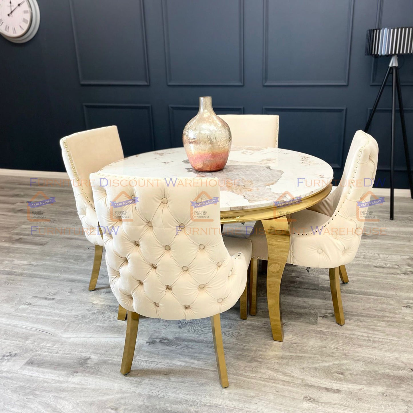Kensington Velvet Dining Chair | Gold / Chrome Legs - Cream | Light Grey | Dark Grey | Beige