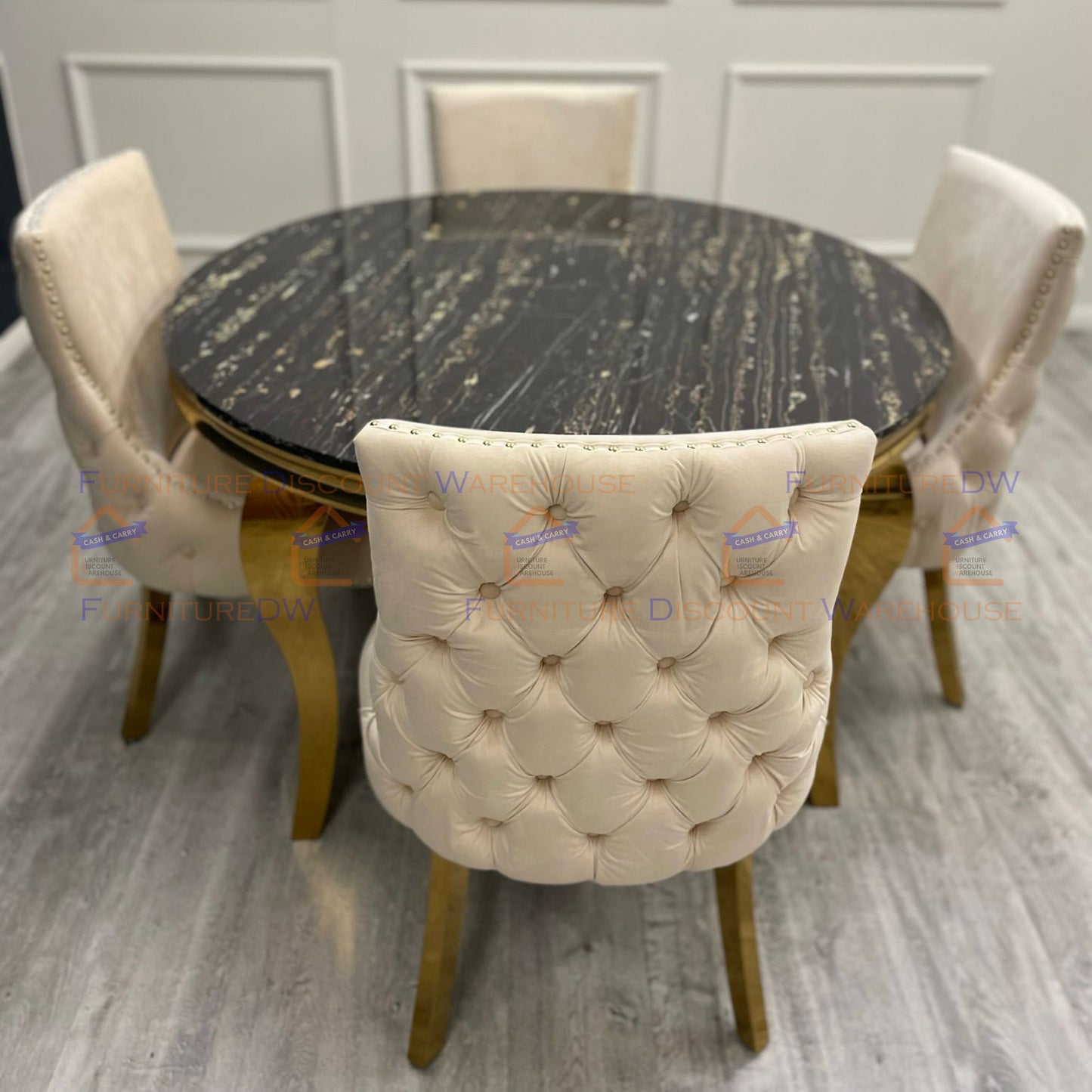 Kensington Velvet Dining Chair | Gold / Chrome Legs - Cream | Light Grey | Dark Grey | Beige