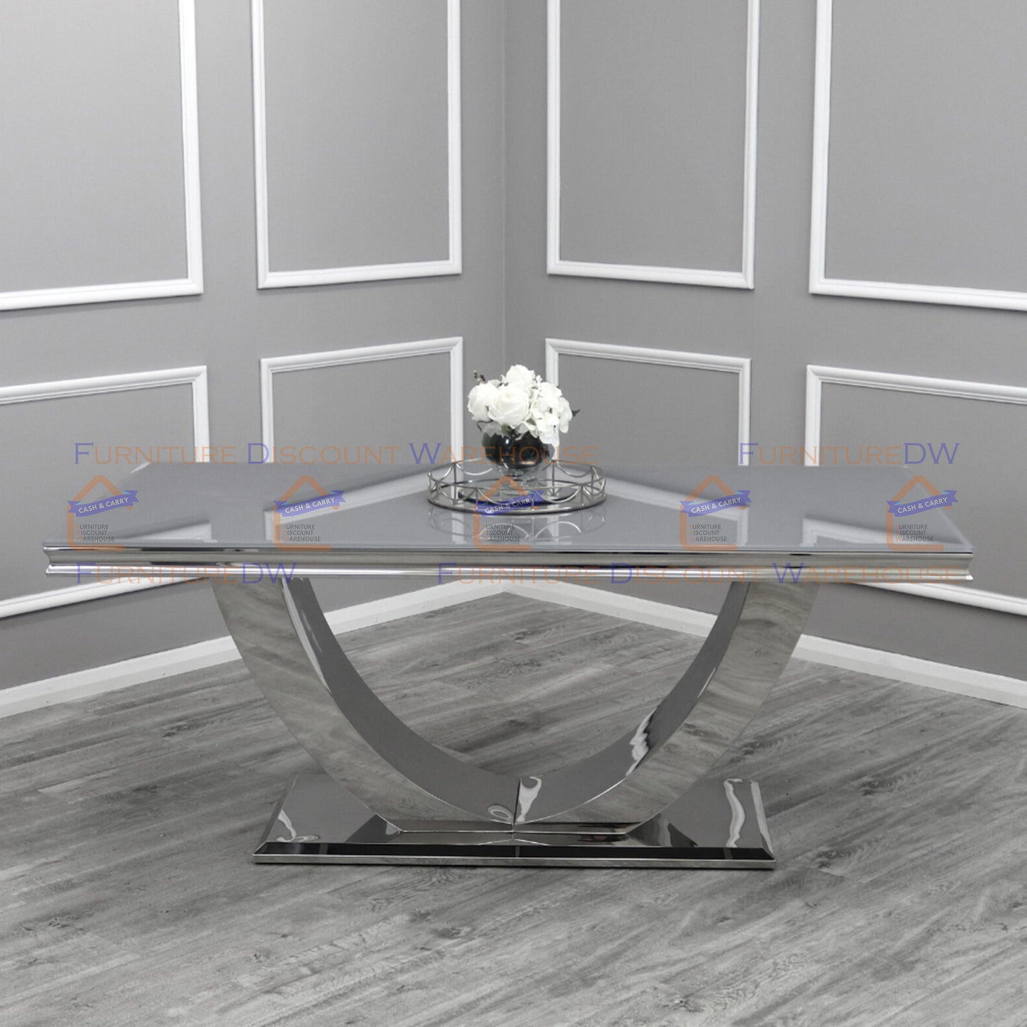 Arial Dining Table 1.6m / 1.8m Marble Top - White | Black | Light Grey | Cream | Black & Gold