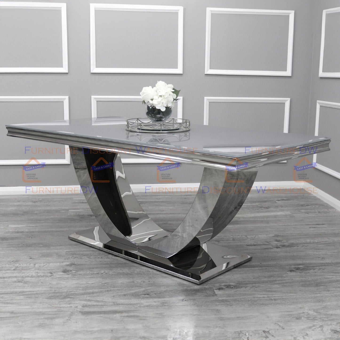 Arial Dining Table 1.6m / 1.8m Marble Top - White | Black | Light Grey | Cream | Black & Gold