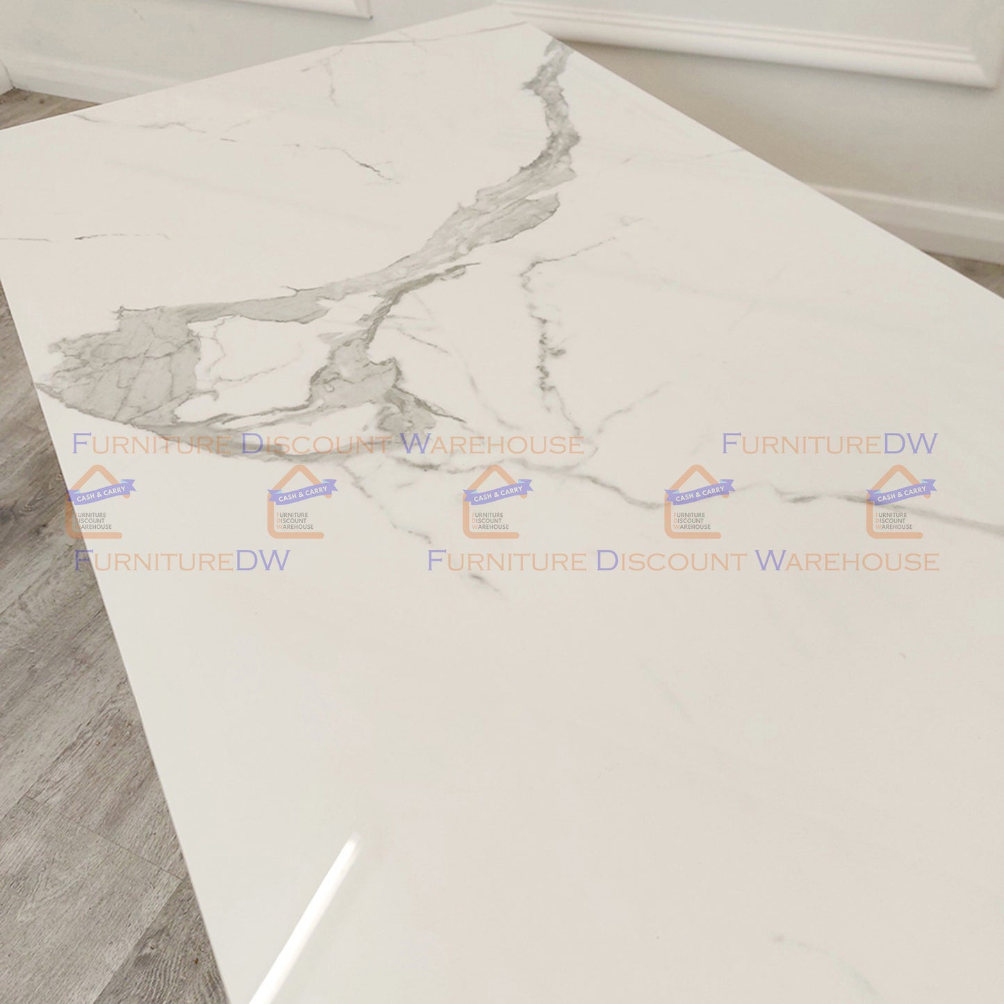 Geo Gold Coffee Table 1.2m | Polar White Sintered Stone Top