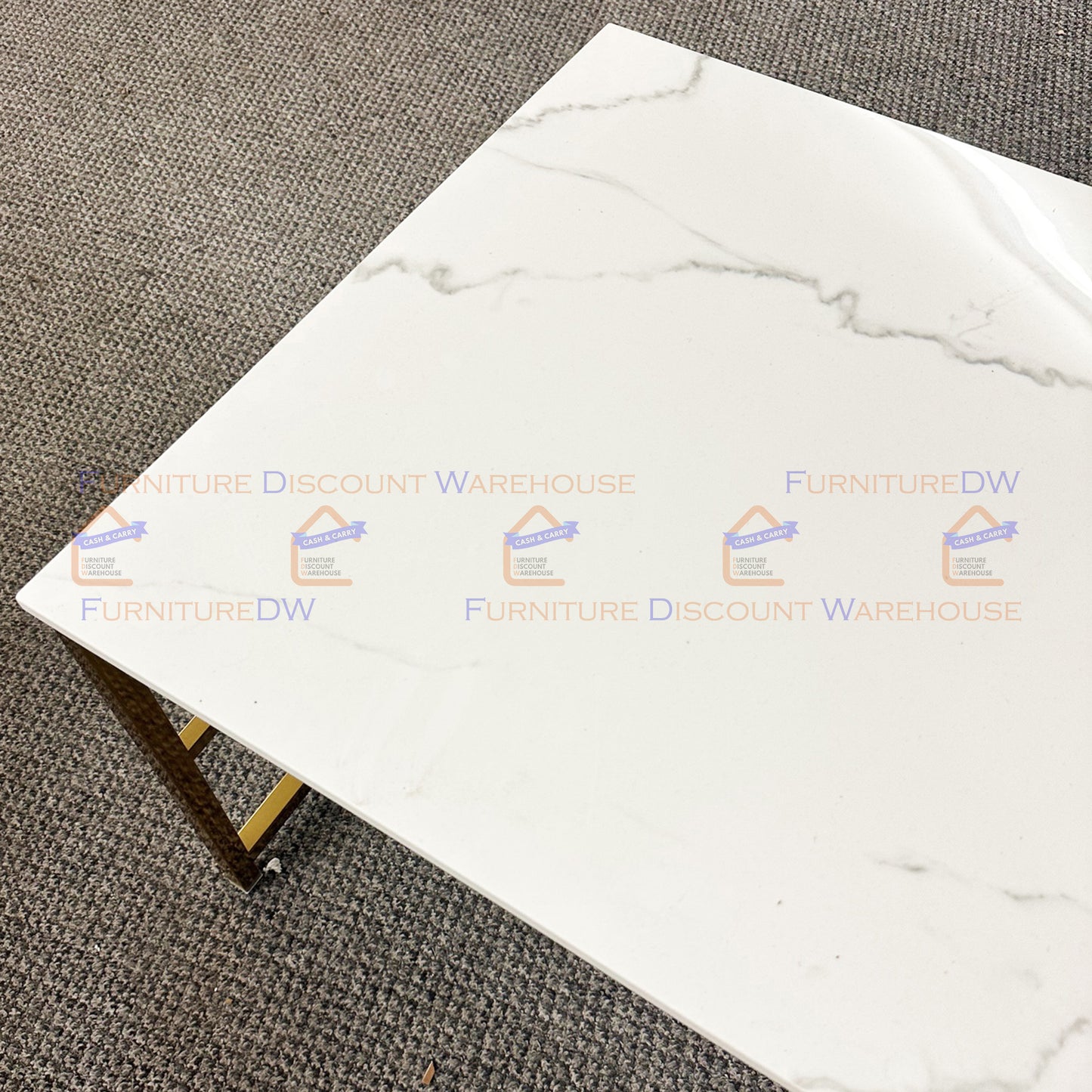 Geo Gold Coffee Table 1.2m | Polar White Sintered Stone Top