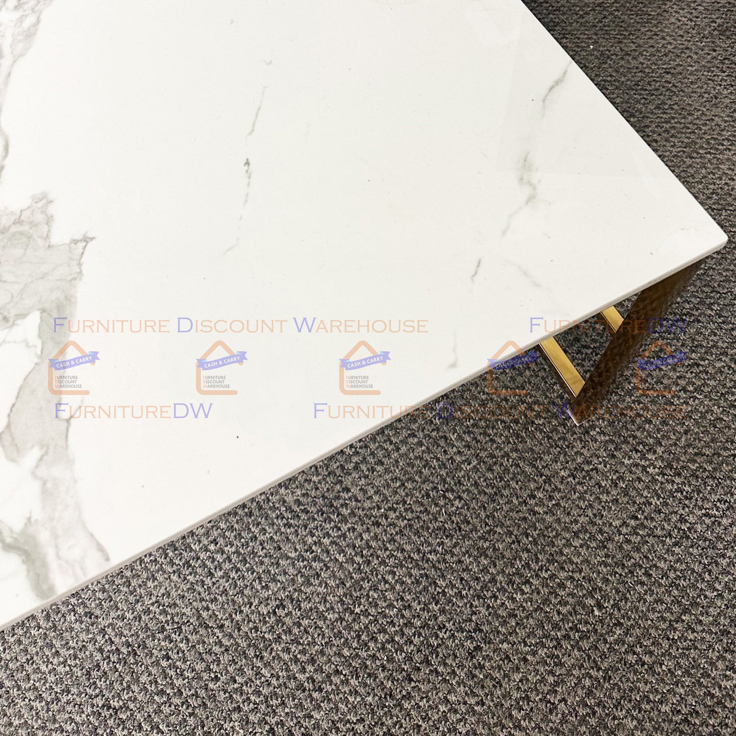 Geo Gold Coffee Table 1.2m | Polar White Sintered Stone Top