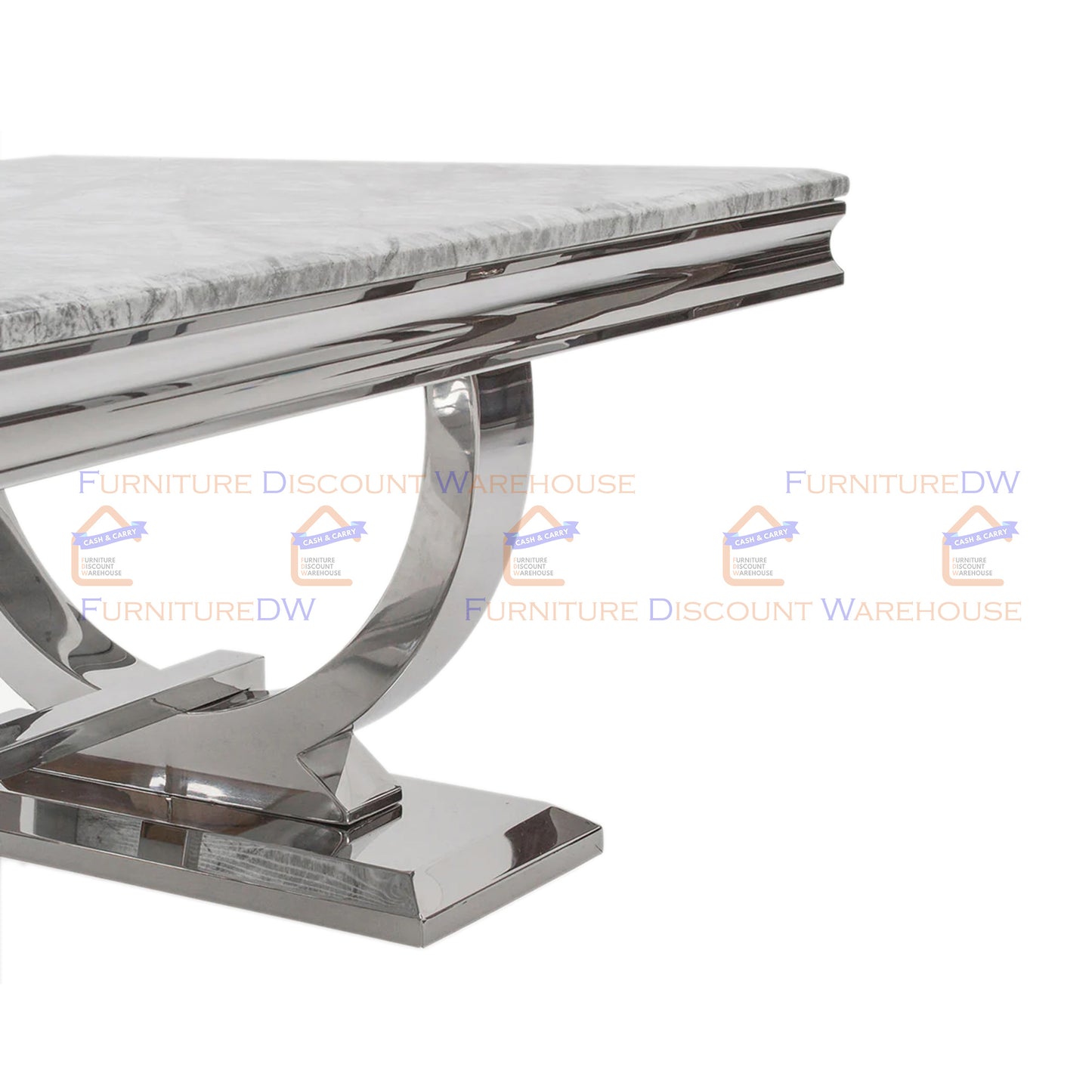 Arriana Chrome Coffee Table 1.3m - Marble | Sintered Stone | Tempered Glass Top