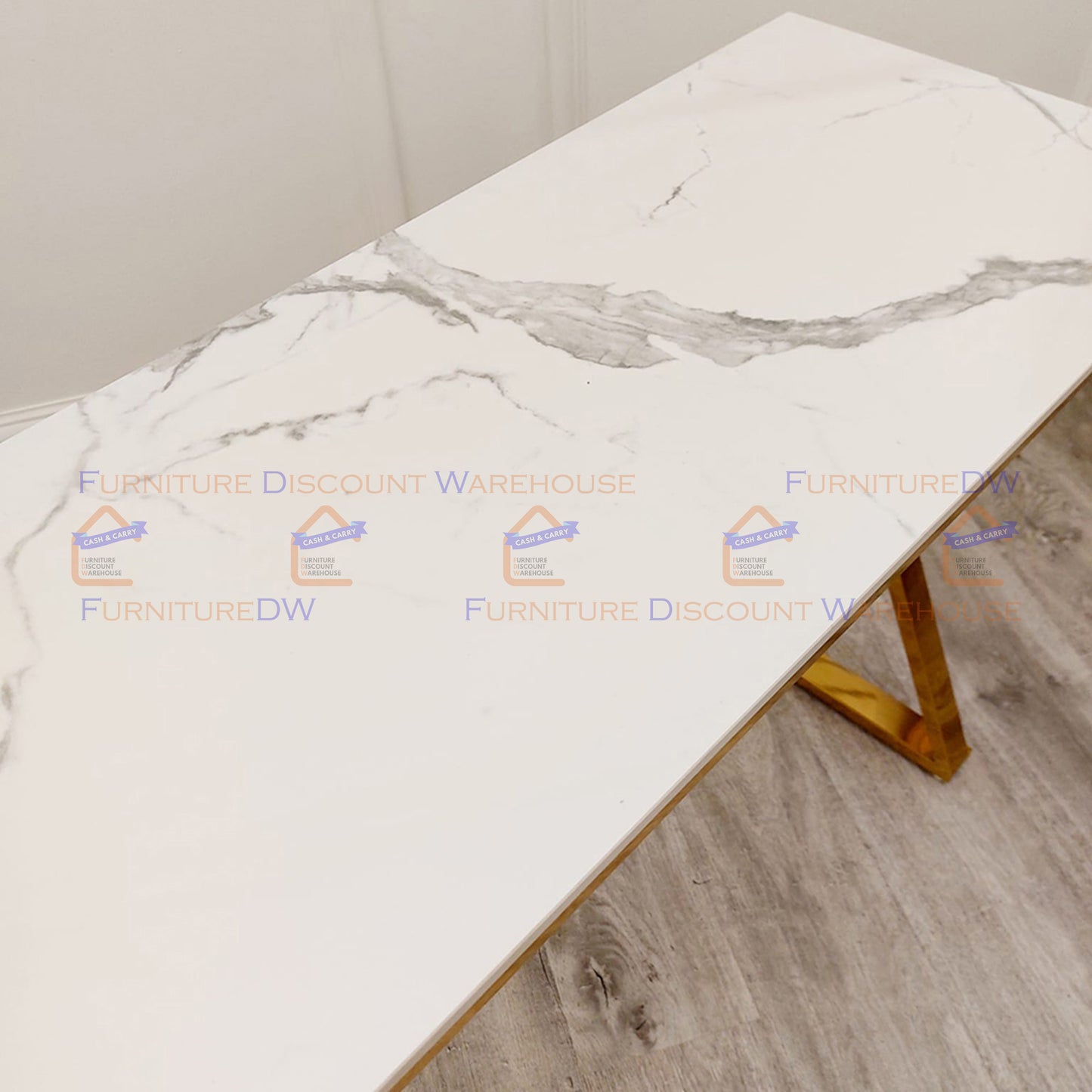 Zion Gold Console Table 1.2m - Polar White Sintered Stone Top