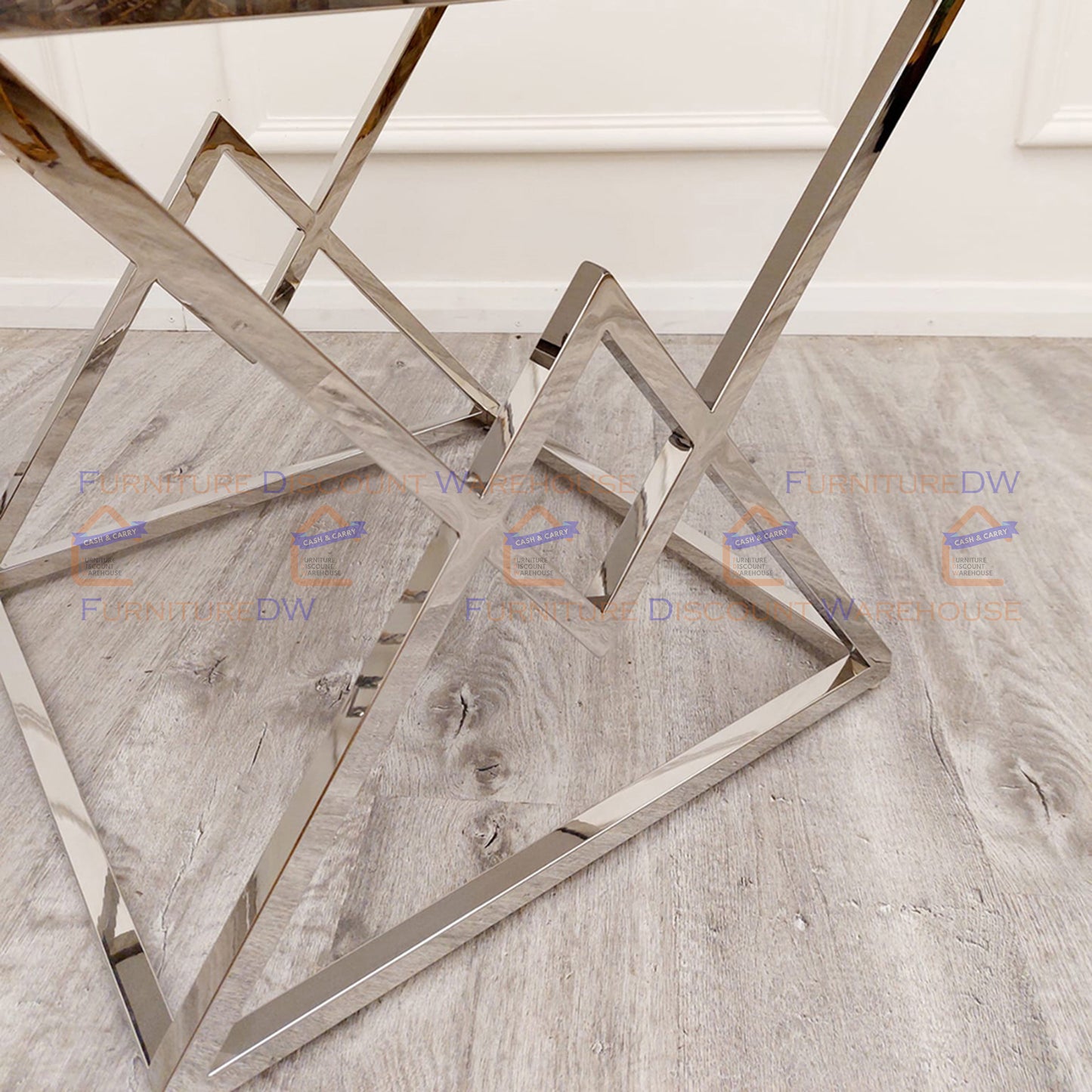 Vesta Chrome Lamp Table 55cm - Ash Grey Sintered Stone Top
