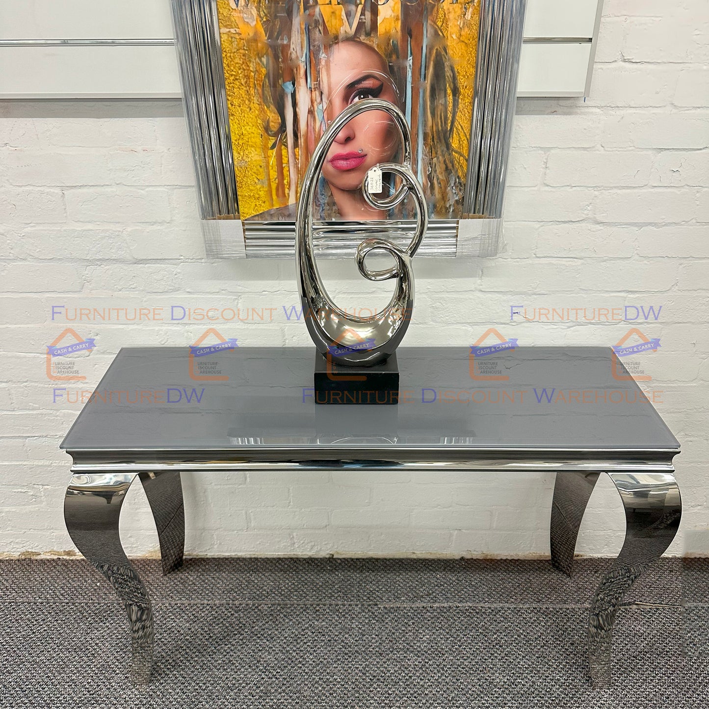 Louis Chrome Console Table 1.2m / 1.4m - Marble | Sintered Stone | Tempered Glass Top