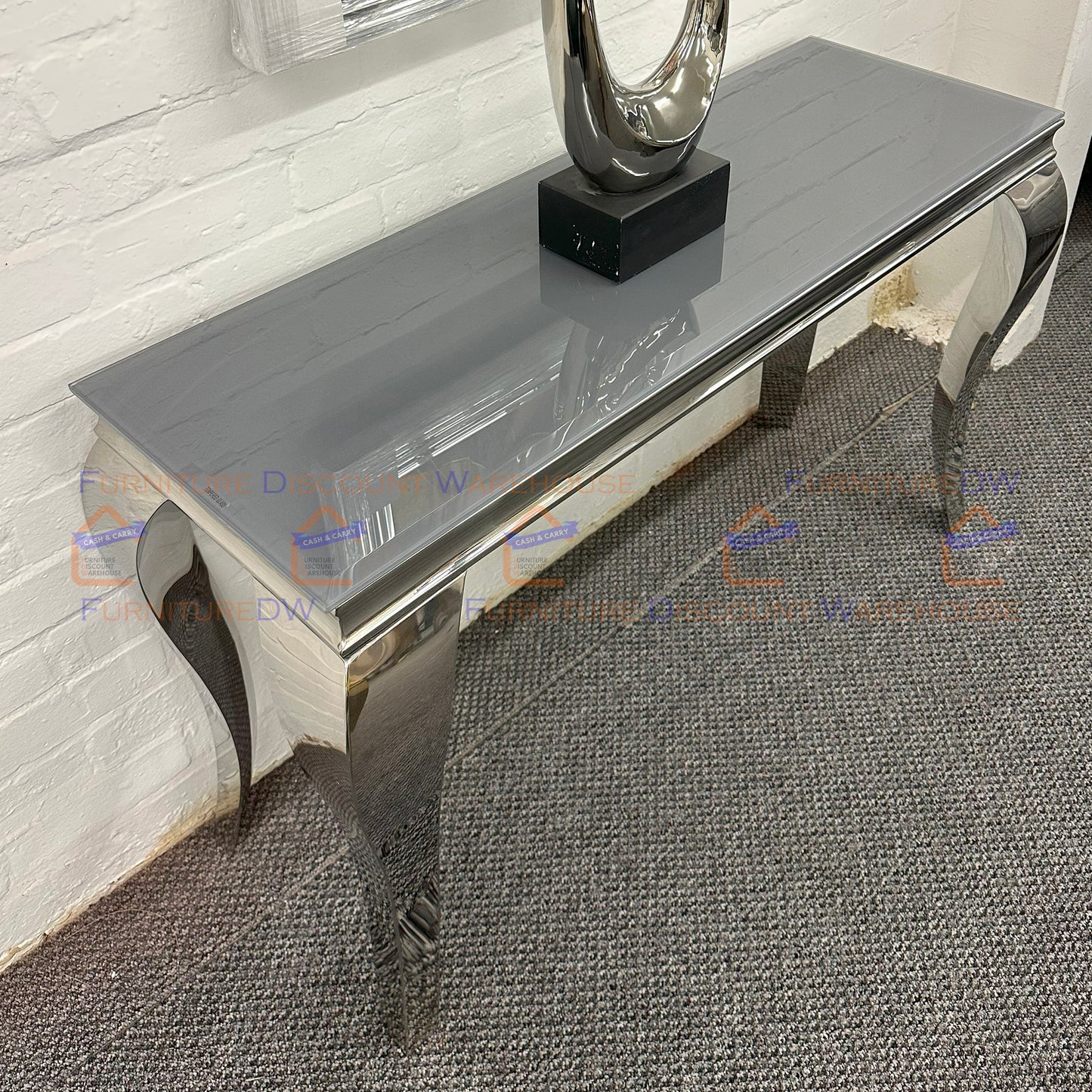 Louis Chrome Console Table 1.2m / 1.4m - Marble | Sintered Stone | Tempered Glass Top