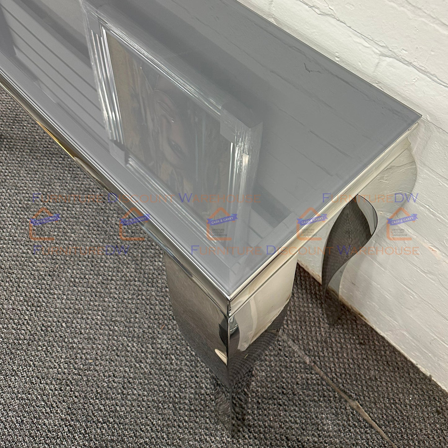 Louis Chrome Console Table 1.2m / 1.4m - Marble | Sintered Stone | Tempered Glass Top