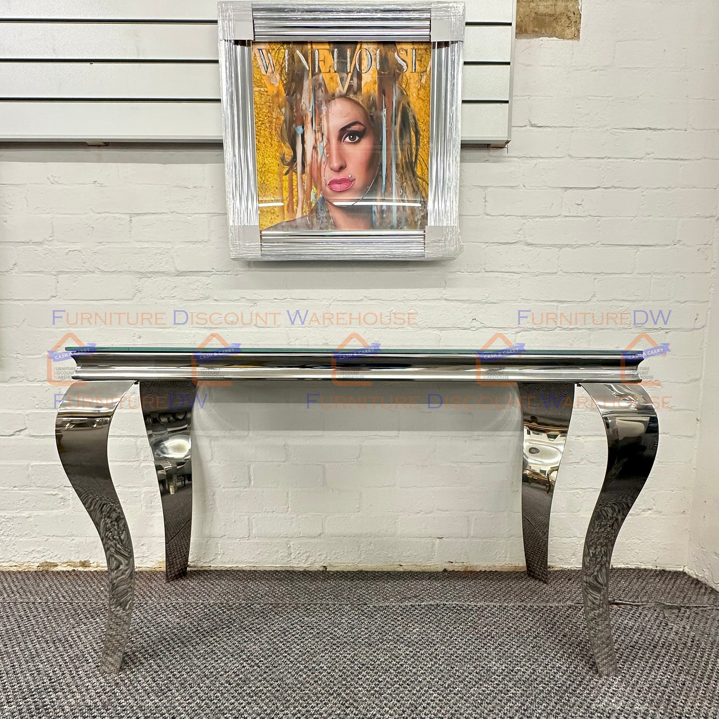 Louis Chrome Console Table 1.2m / 1.4m - Marble | Sintered Stone | Tempered Glass Top