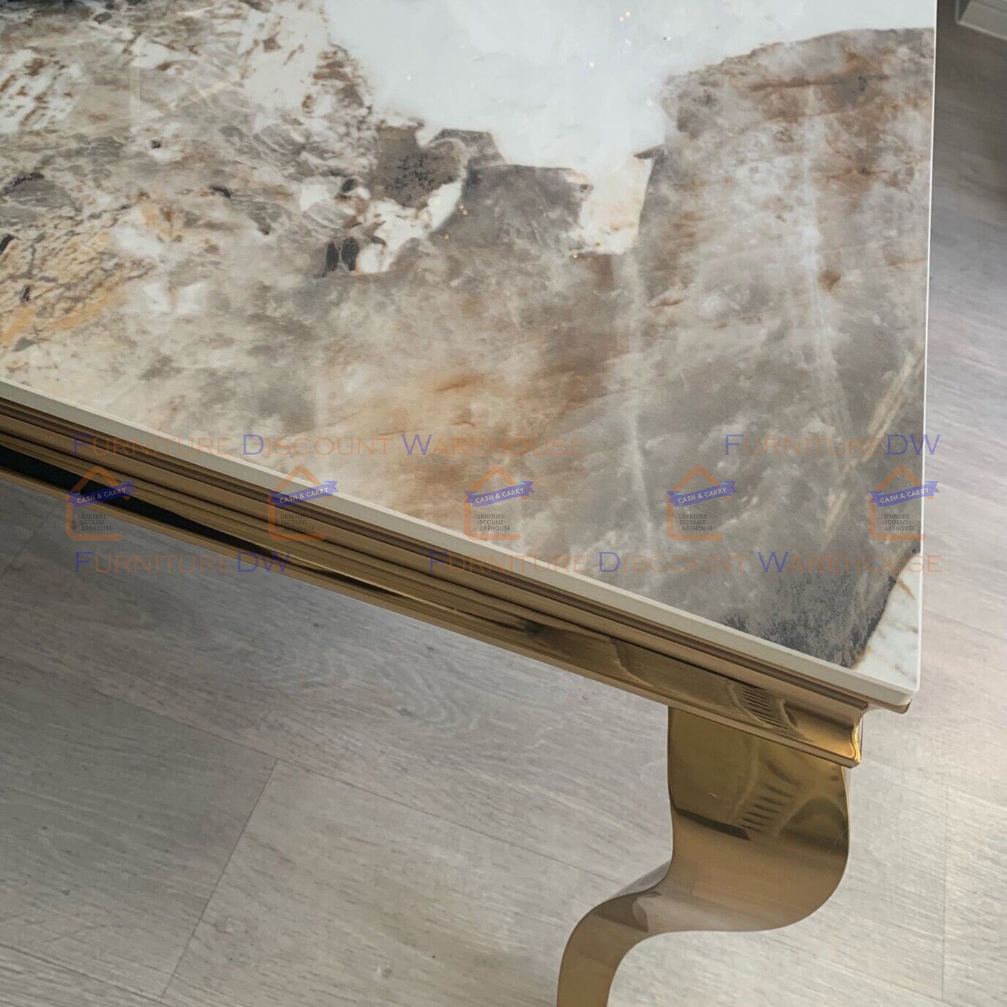 Louis Gold Lamp Table 60cm - Marble Top | Light Grey | Black | Cream |  Black & Gold