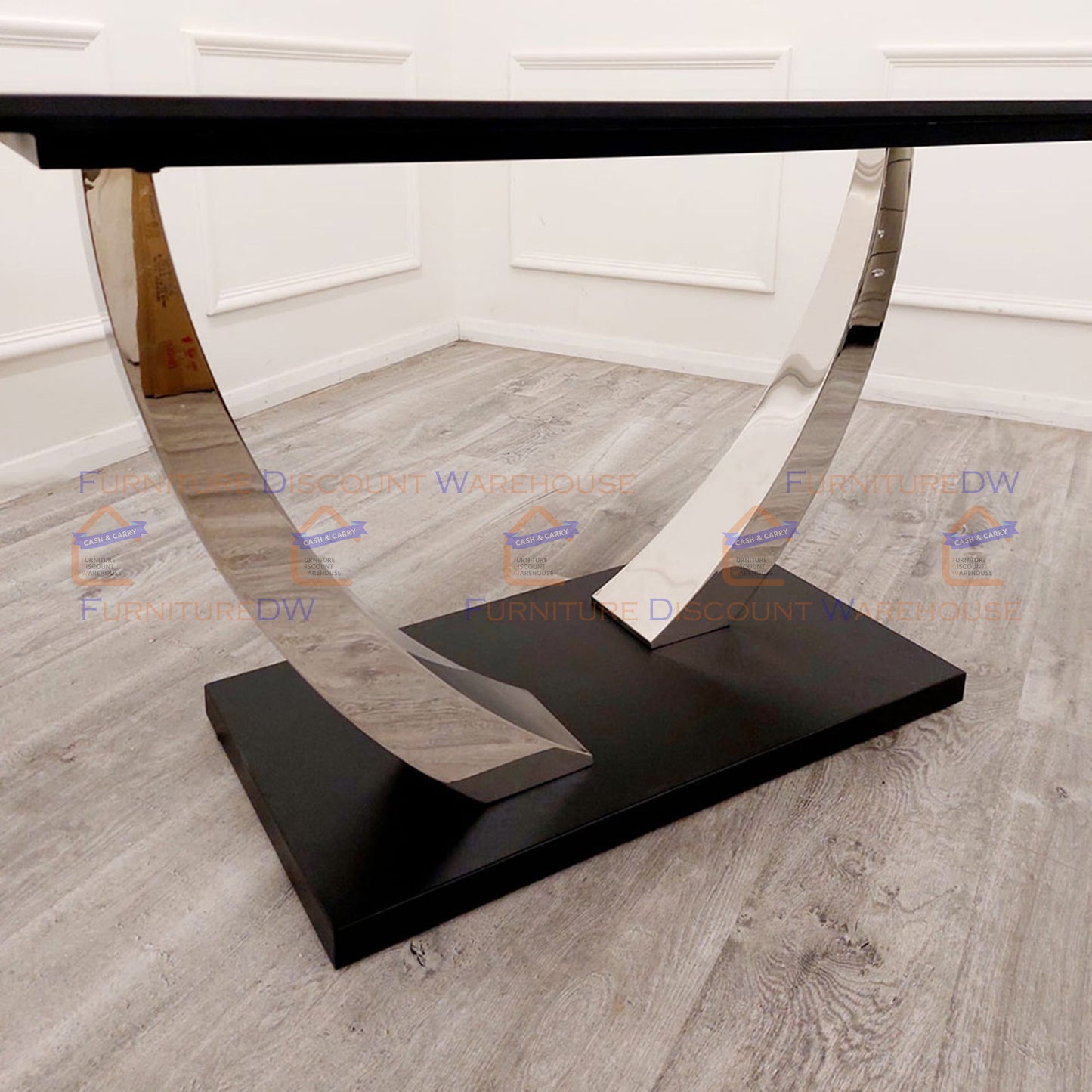 Venus Chrome Dining Table 1.6m - Black Sintered Stone Top
