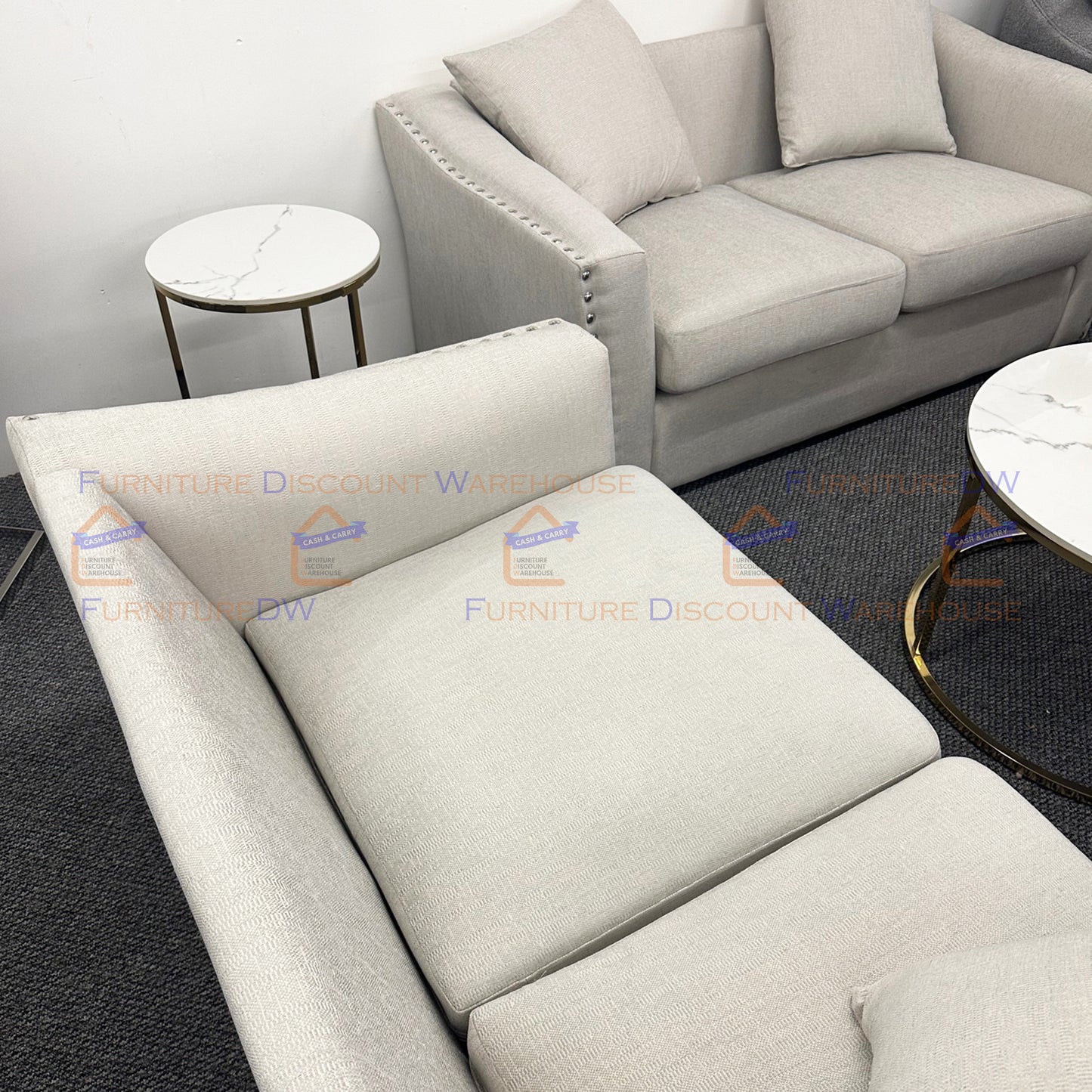 Blakely 3 & 2 Seater Fabric Sofa Set - Creamy Beige