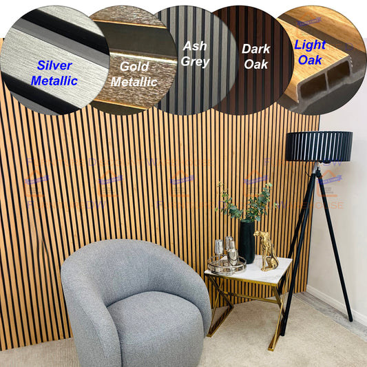 Wood Effect Veneer Wall Panels - 5 Colours | Light Oak / Dark Oak / Grey / Gold / Silver