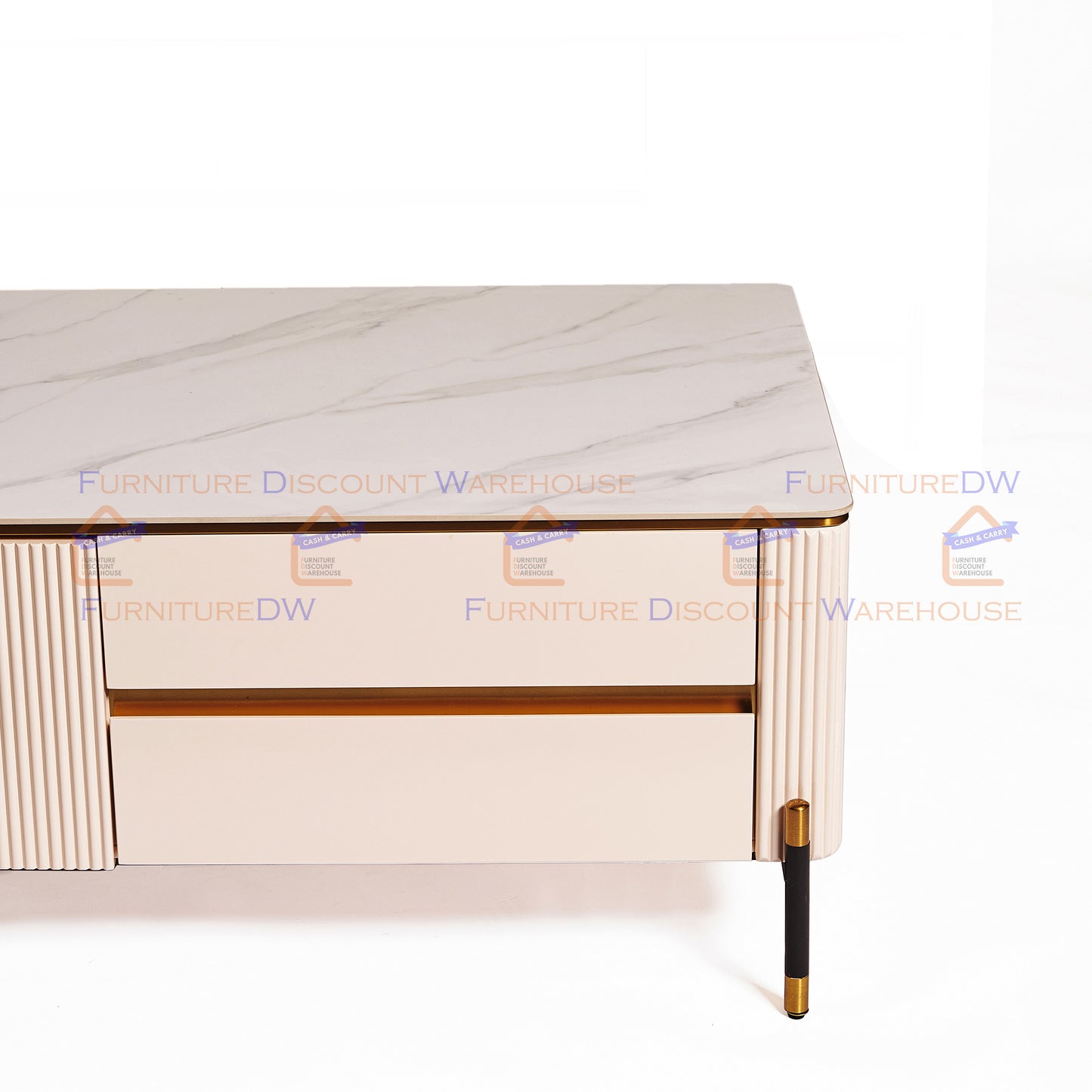 Bella Ribbed Furniture Range - White & Gold Coffee Table