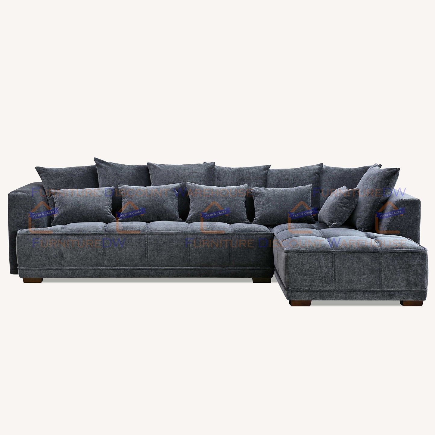 ALUXO® Gramercy Right Hand Corner Sofa Grey Velvet Boucle Medium
