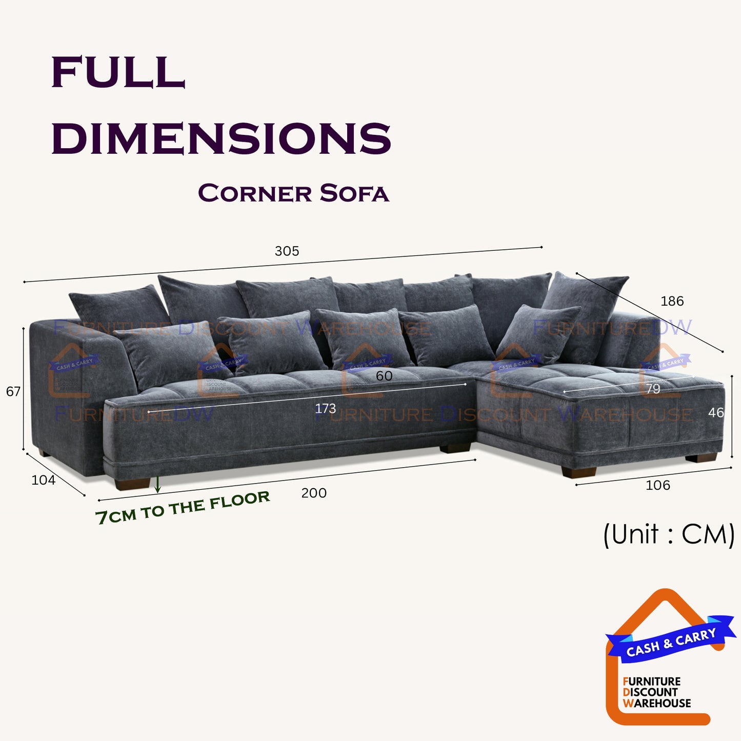 ALUXO® Gramercy Right Hand Corner Sofa Grey Velvet Boucle Medium