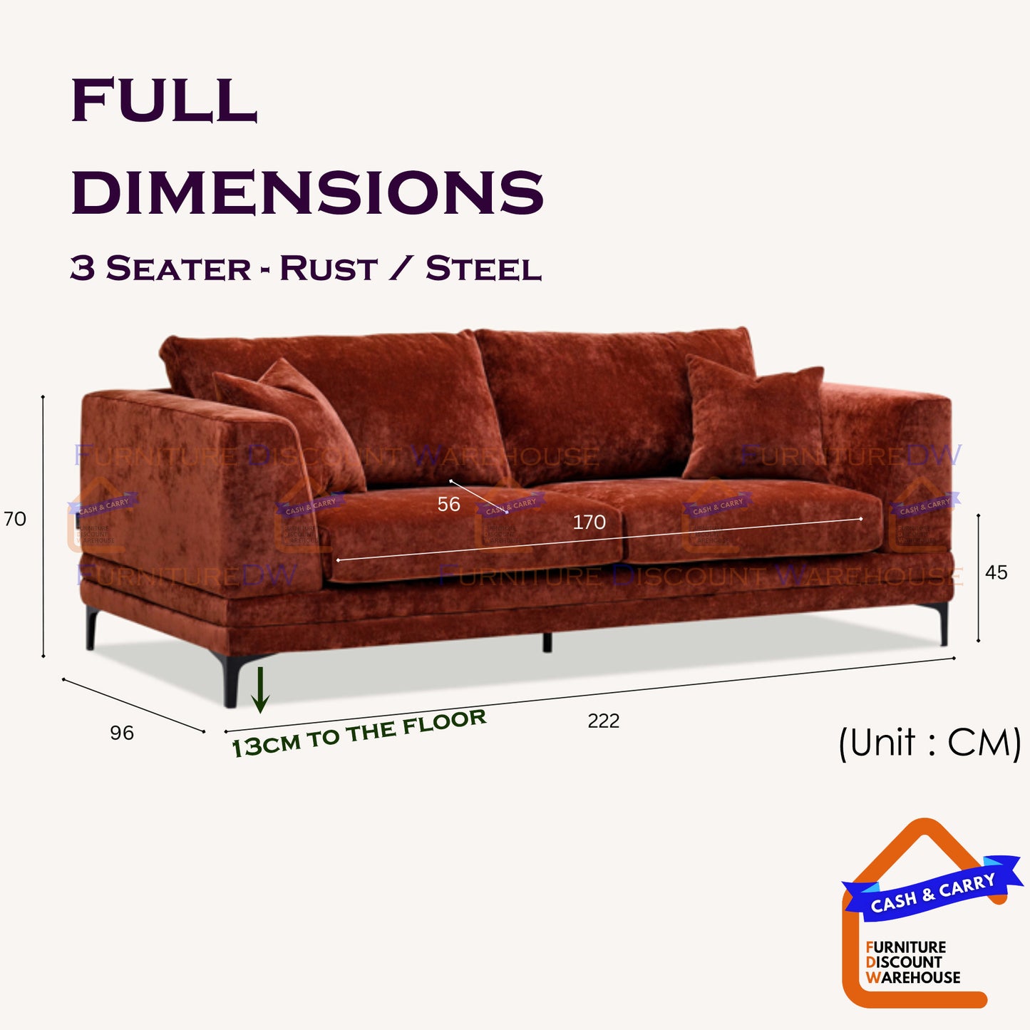 ALUXO® Lenox Boucle 3+2 Seater Velvet Sofa - Rust Red | Steel Grey | Aegean Blue