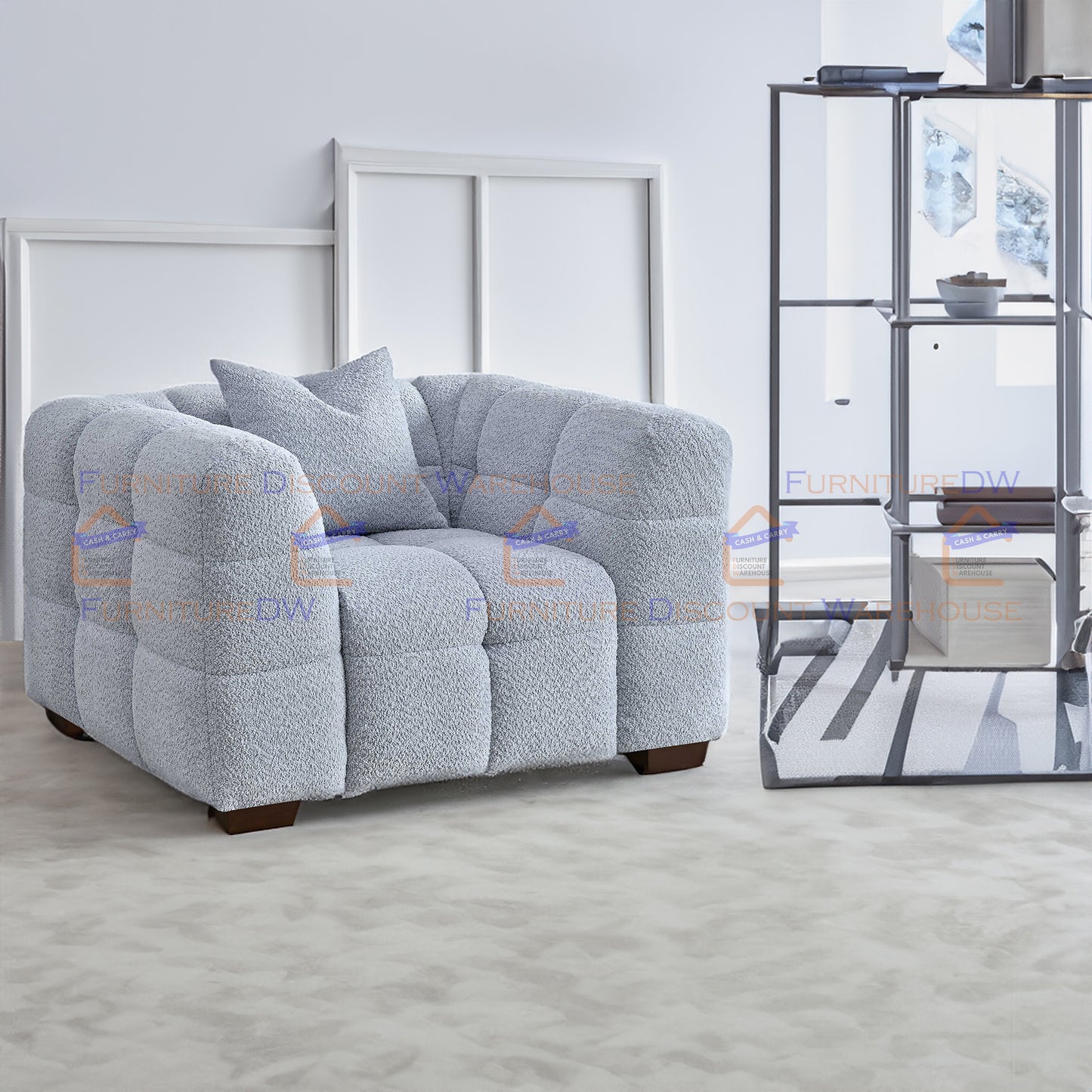ALUXO® Tribeca 1/3/4/5 Seater Boucle L/R Corner Sofa Arm Chair Stool - Oatmeal Beige | Pearl Grey | Iron Grey