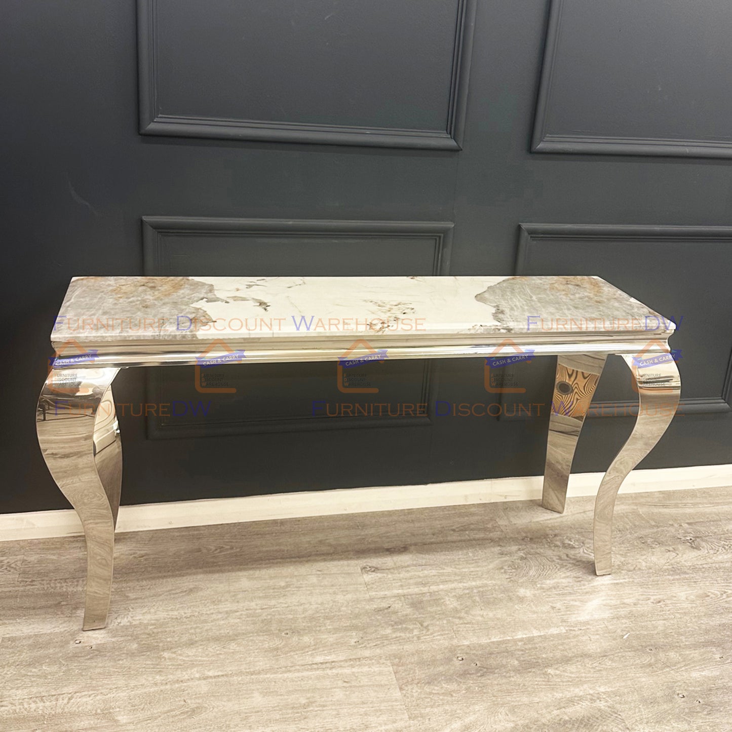 Louis Chrome Console Table 1.2m / 1.4m - Marble | Sintered Stone | Tempered Glass Top