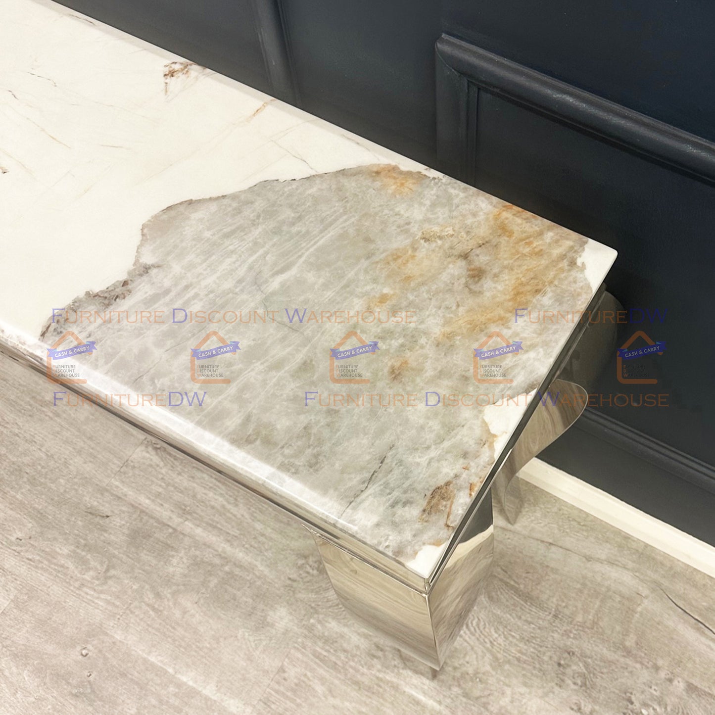 Louis Chrome Console Table 1.2m / 1.4m - Marble | Sintered Stone | Tempered Glass Top