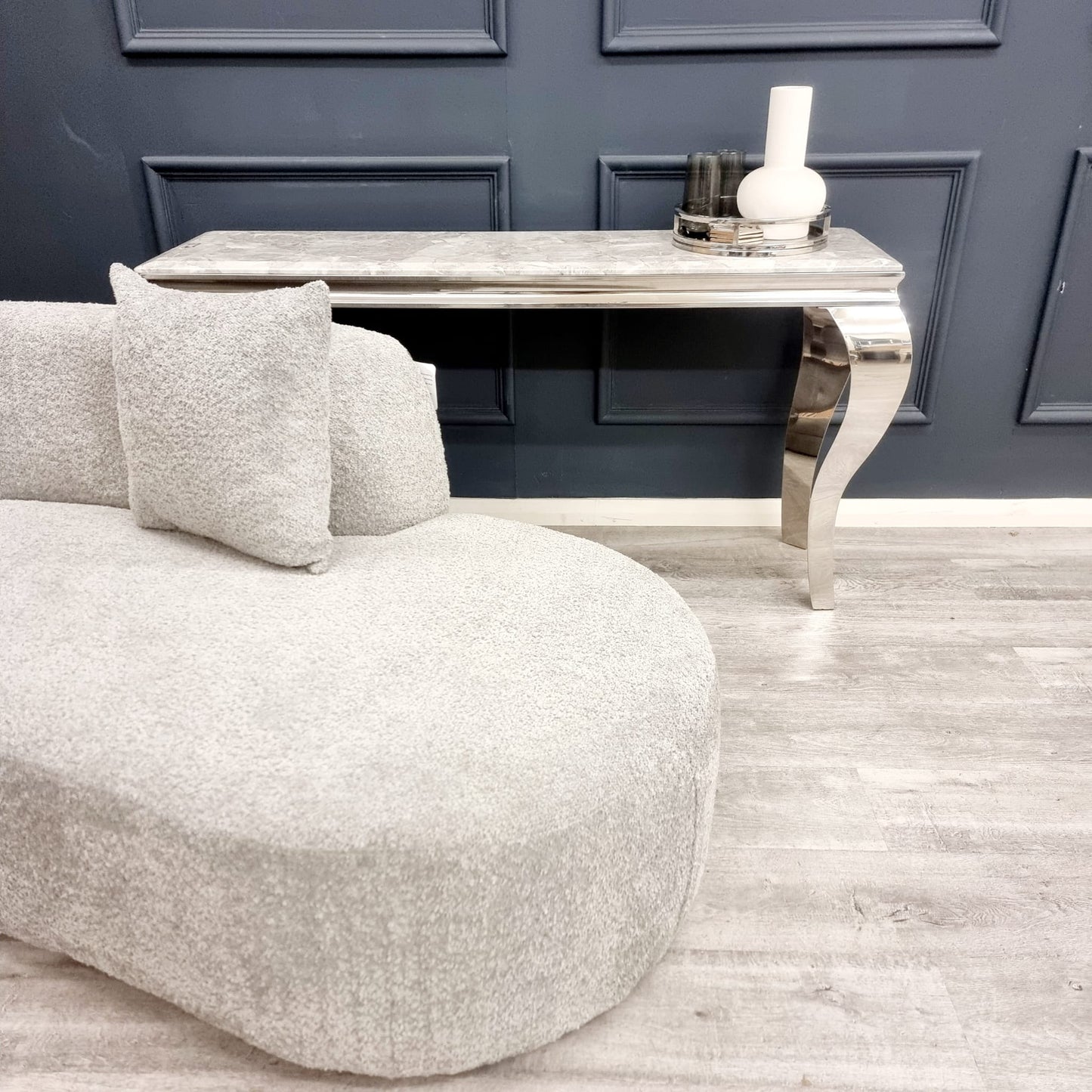 Louis Chrome Console Table 1.2m / 1.4m - Marble | Sintered Stone | Tempered Glass Top