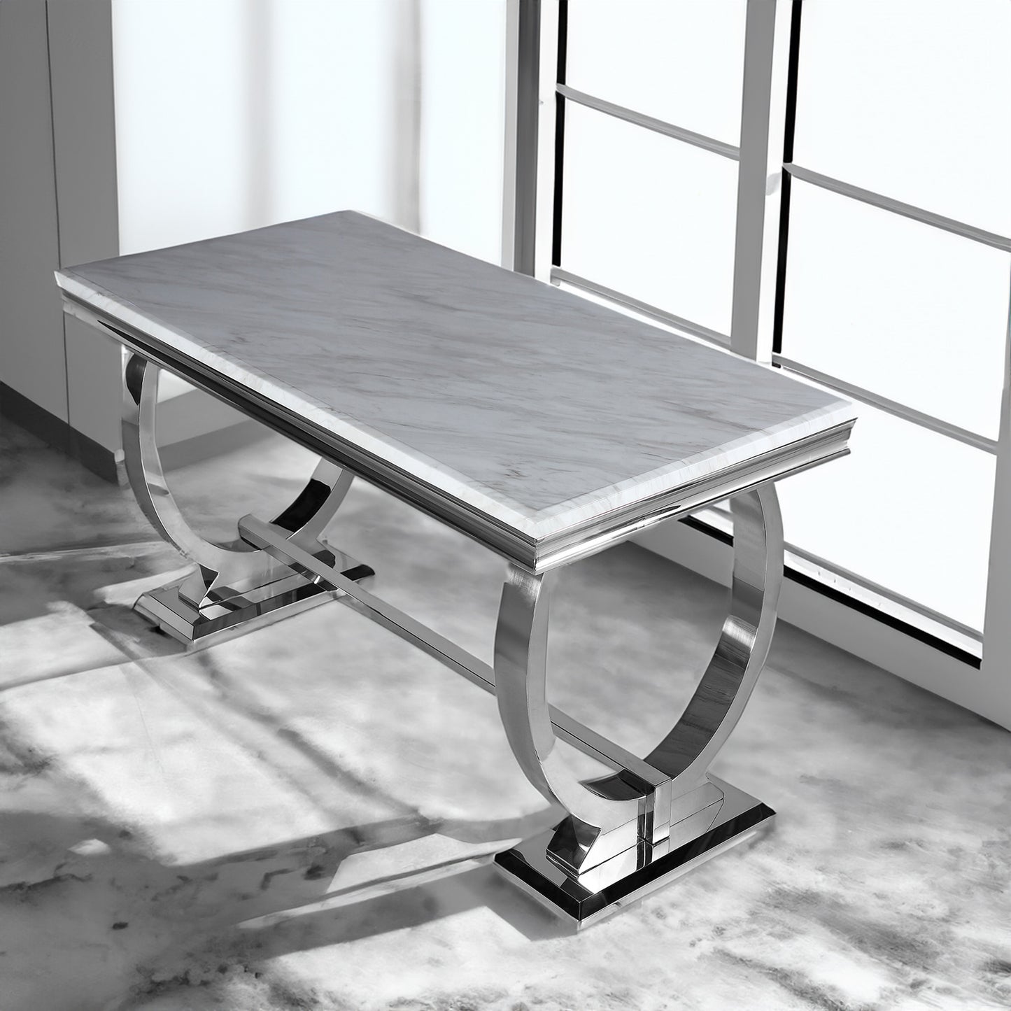 Arriana Dining Table 1.5m / 1.8m / 2m - Marble | Tempered Glass Top