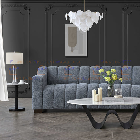 ALUXO® Astoria Pearl Boucle 3 Seater Sofa - Iron Grey | Oatmeal Beige