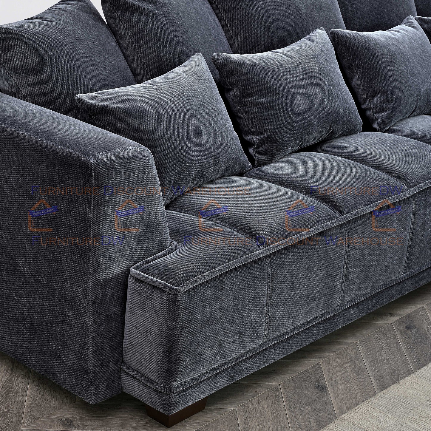ALUXO® Gramercy Right Hand Corner Sofa Grey Velvet Boucle Medium