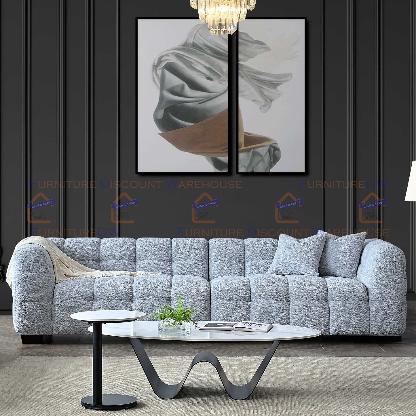 ALUXO® Tribeca 1/3/4/5 Seater Boucle L/R Corner Sofa Arm Chair Stool - Oatmeal Beige | Pearl Grey | Iron Grey