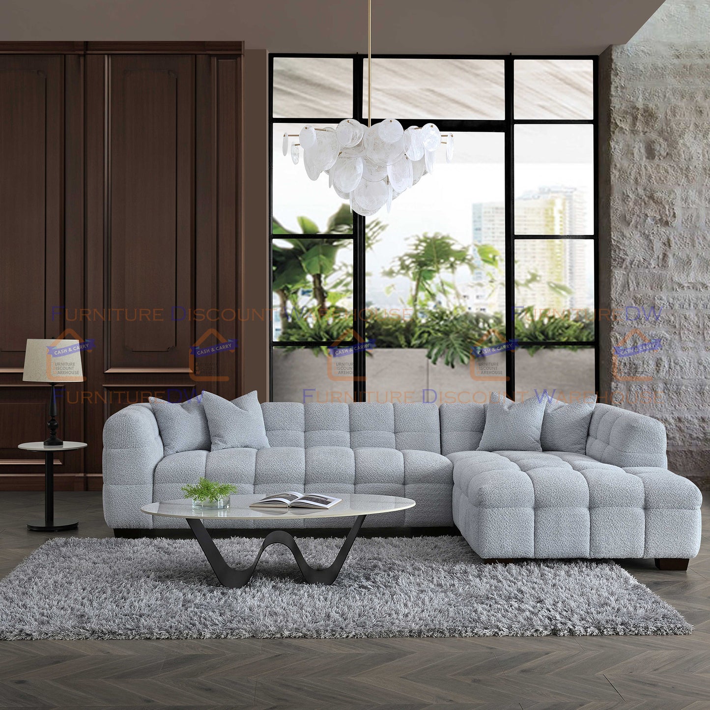 ALUXO® Tribeca 1/3/4/5 Seater Boucle L/R Corner Sofa Arm Chair Stool - Oatmeal Beige | Pearl Grey | Iron Grey
