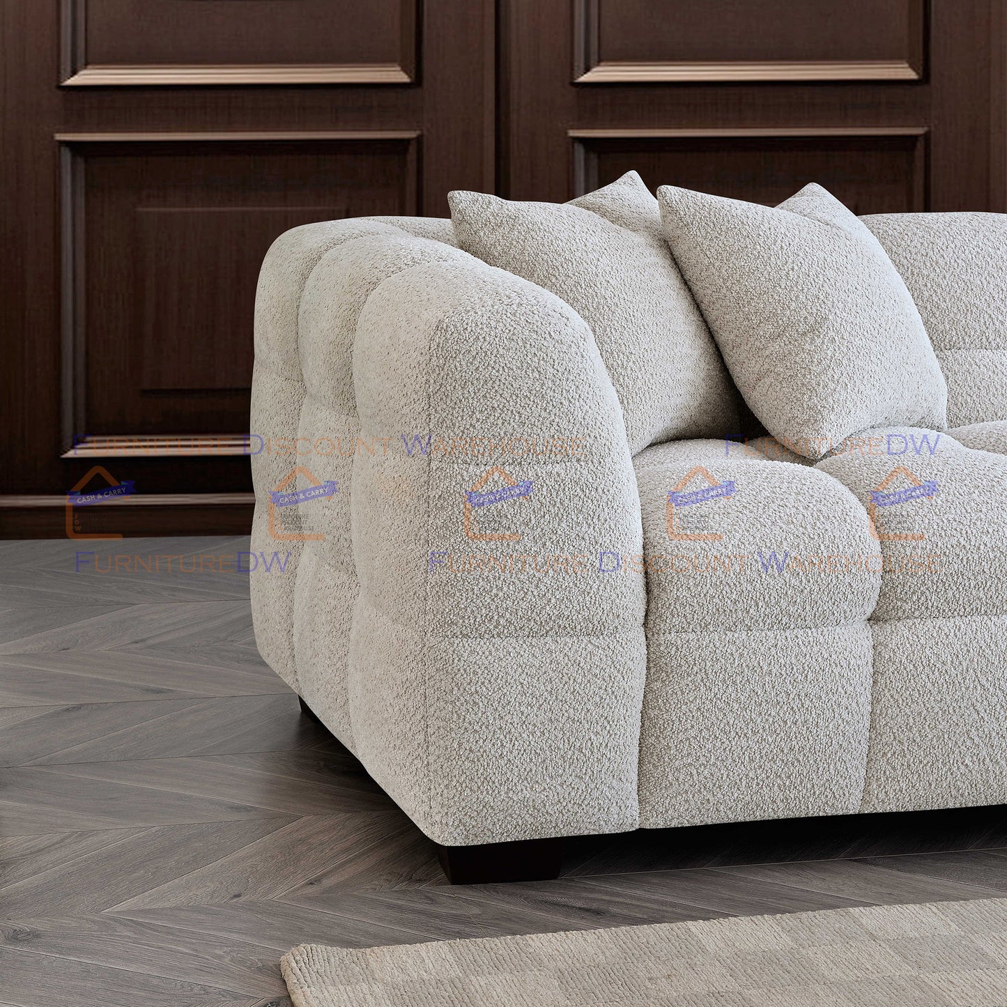 ALUXO® Tribeca 1/3/4/5 Seater Boucle L/R Corner Sofa Arm Chair Stool - Oatmeal Beige | Pearl Grey | Iron Grey