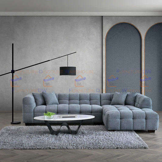 ALUXO® Tribeca Modern Right Hand Corner Sofa L Shape Iron Grey Boucle Cube 2025