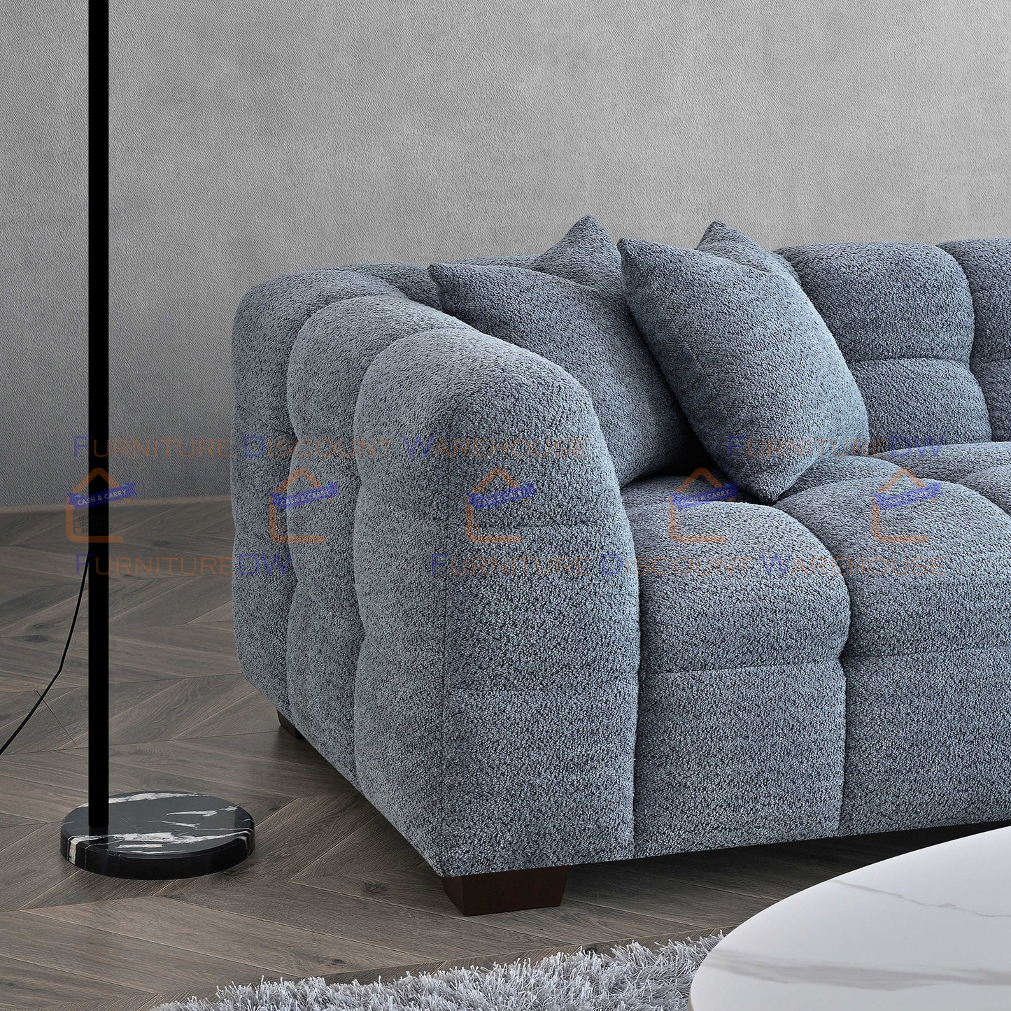 ALUXO® Tribeca Modern Right Hand Corner Sofa L Shape Iron Grey Boucle Cube 2025