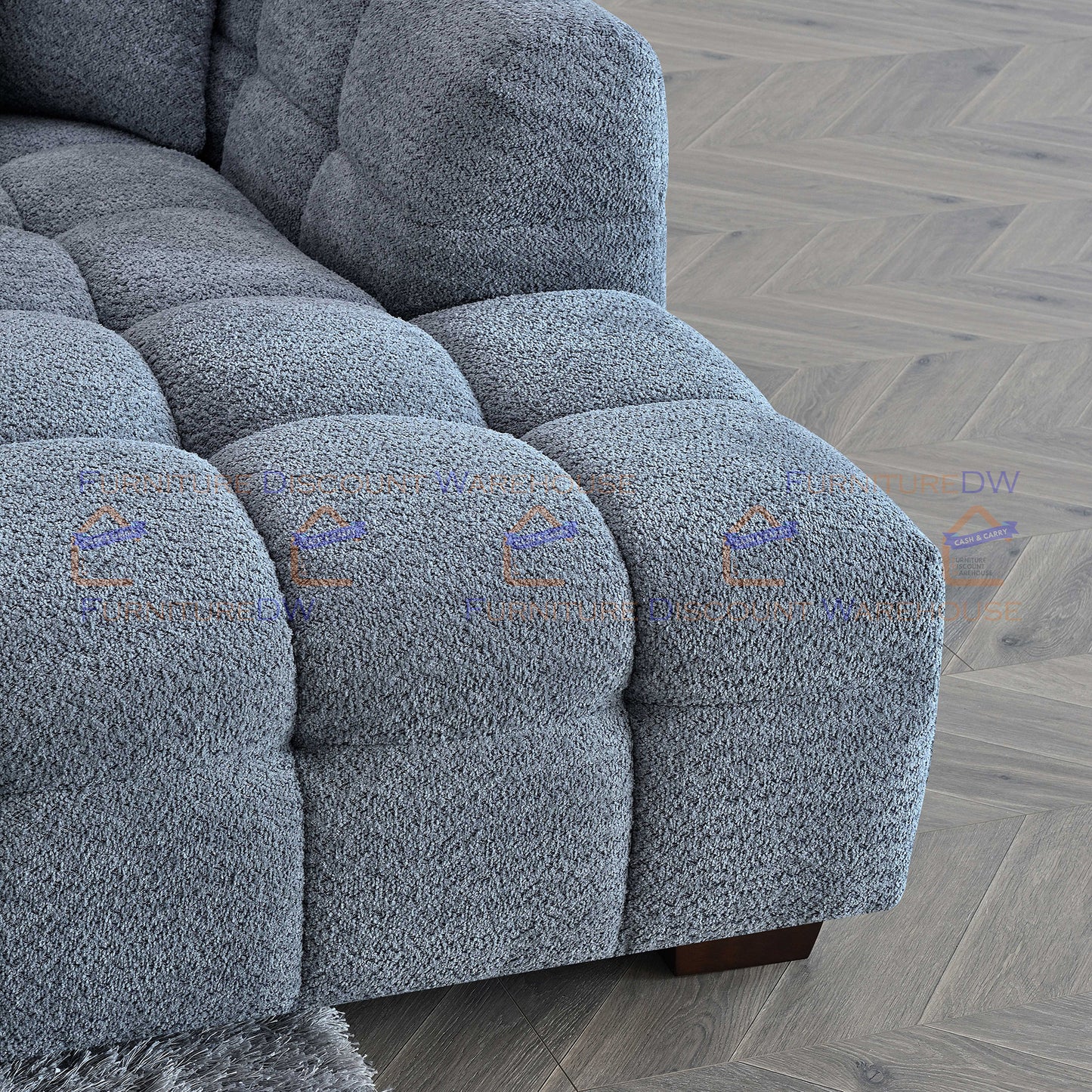 ALUXO® Tribeca Modern Right Hand Corner Sofa L Shape Iron Grey Boucle Cube 2025