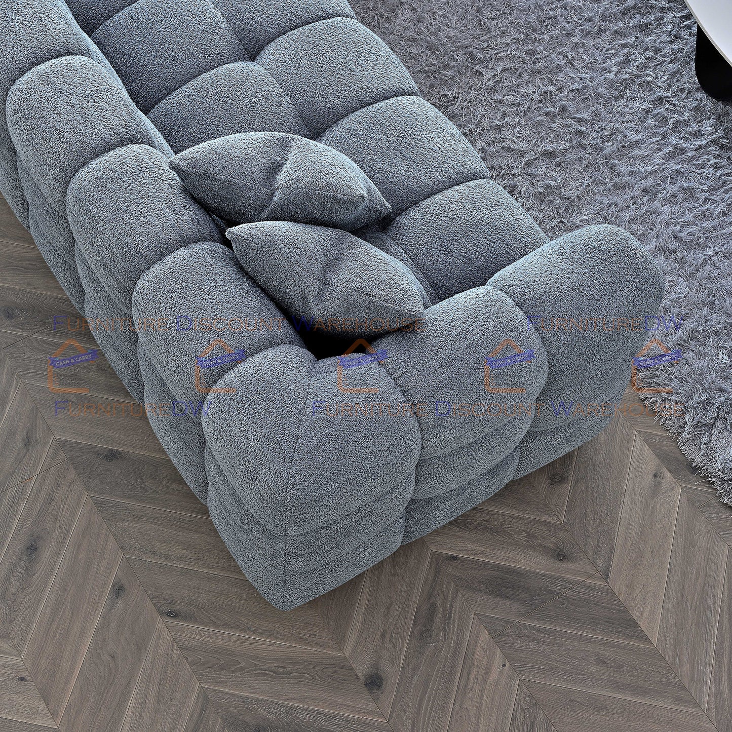 ALUXO® Tribeca Modern Right Hand Corner Sofa L Shape Iron Grey Boucle Cube 2025