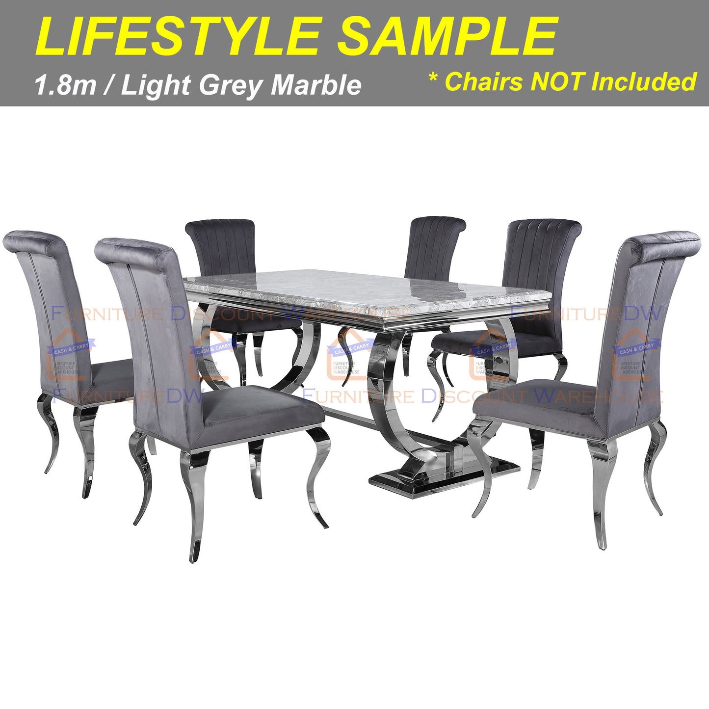 Arriana Dining Table 1.5m / 1.8m / 2m - Marble | Tempered Glass Top