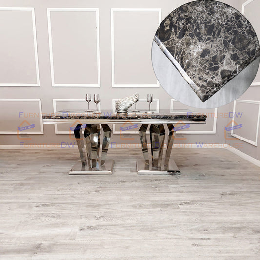 Athena Dining Table 1.8m Marble Top - White | Black | Light Grey | Cream | Black & Gold