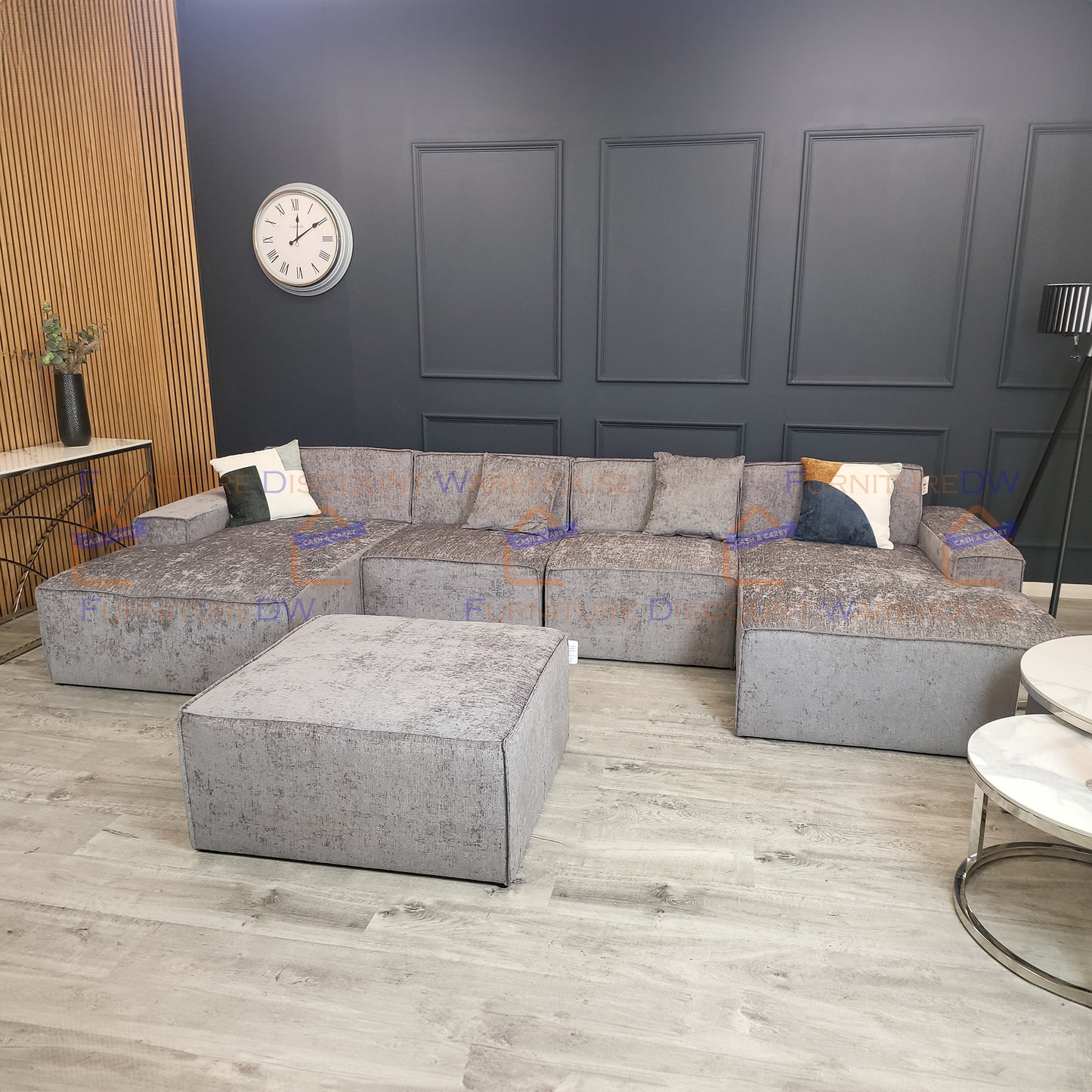 Atlanta Textured Chenille Sofa - 4 Colours | Left/Right Hand Corner | 3/4 Seater U Shape | Bed | Long U Shape + Stool