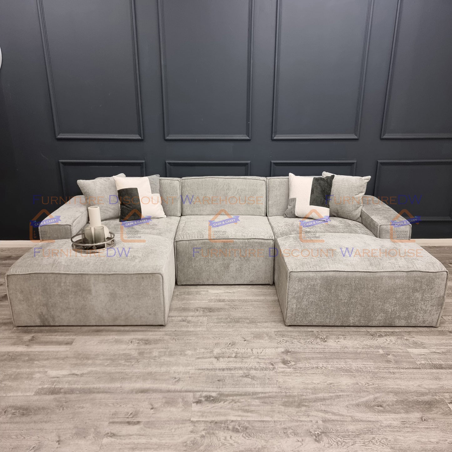 Atlanta Textured Chenille Sofa - 4 Colours | Left/Right Hand Corner | 3/4 Seater U Shape | Bed | Long U Shape + Stool