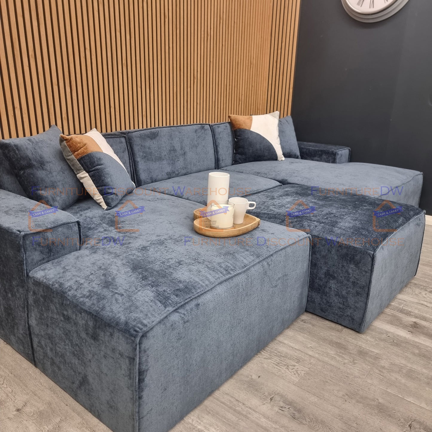 Atlanta Textured Chenille Sofa - 4 Colours | Left/Right Hand Corner | 3/4 Seater U Shape | Bed | Long U Shape + Stool